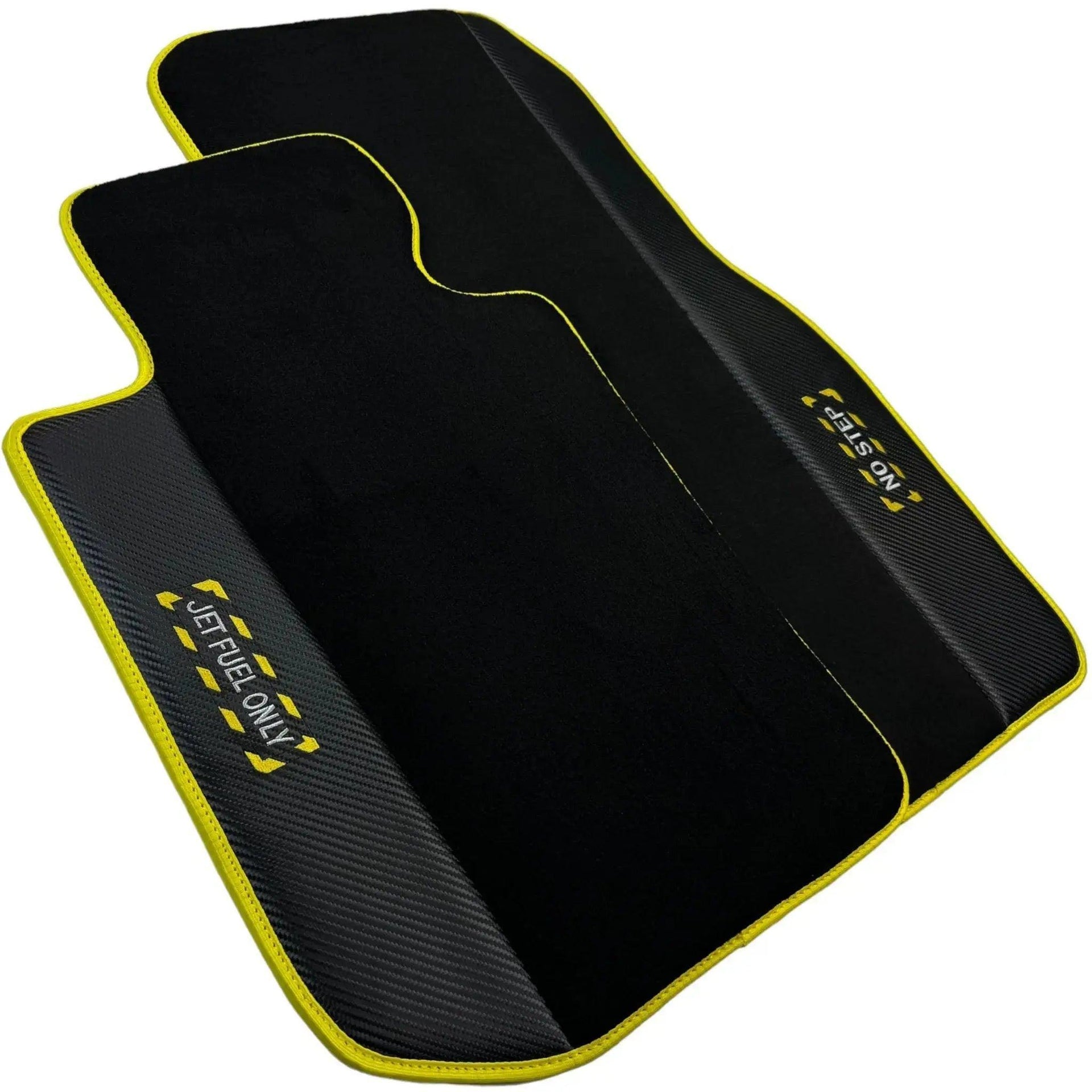 Black Mats For BMW 3 Series E36 2-door Coupe | Fighter Jet Edition | Yellow Trim - AutoWin