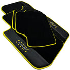 Black Mats For BMW 3 Series E46 4-door Sedan | Fighter Jet Edition | Yellow Trim - AutoWin