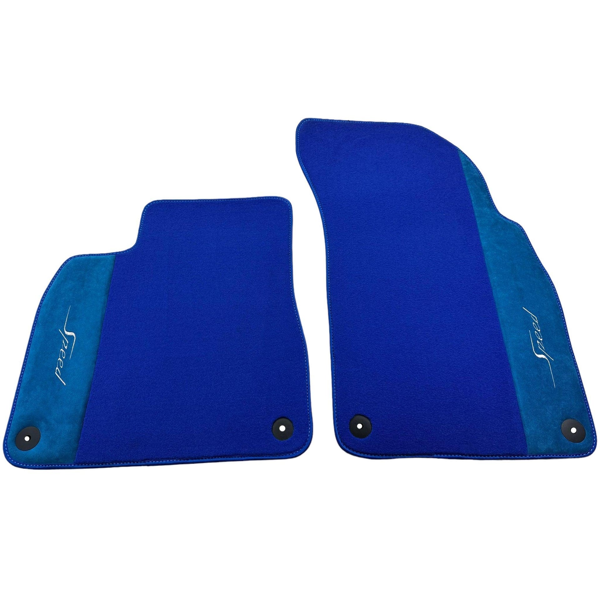 Blue Floor Mats For Bentley Bentayga (2015-2023) with Alcantara Leather - AutoWin