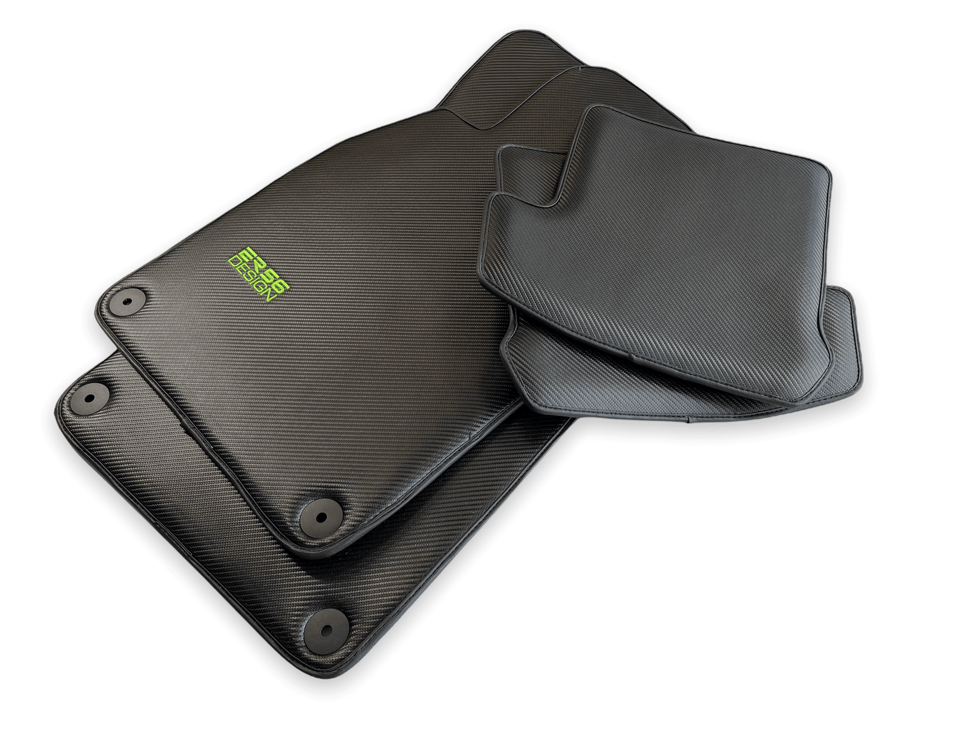 Carbon Fiber Floor Mats for Porsche Panamera (2017-2023) Green Sewing - AutoWin