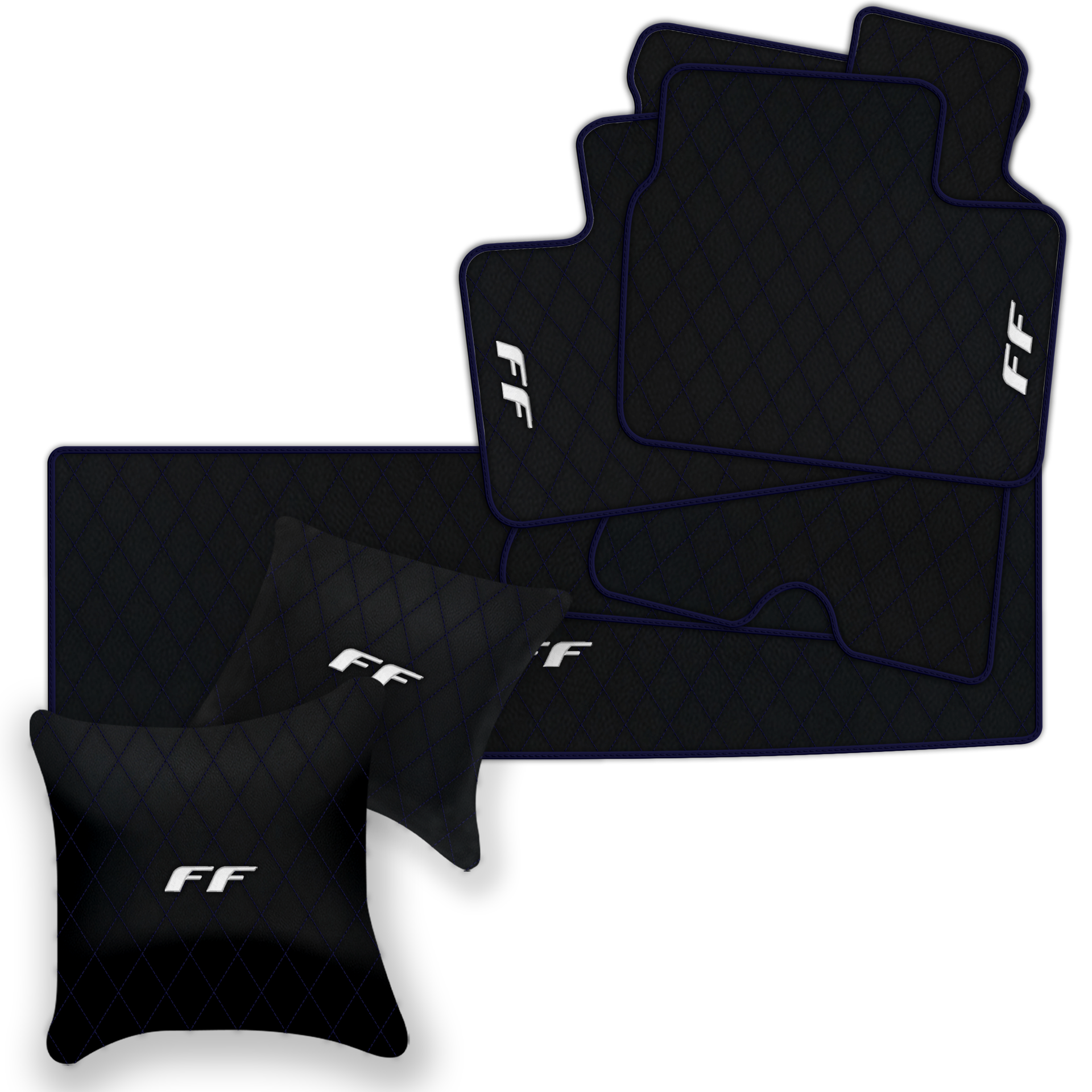 Luxury Black Leather Floor Mats for Ferrari Roma (2021-2024)