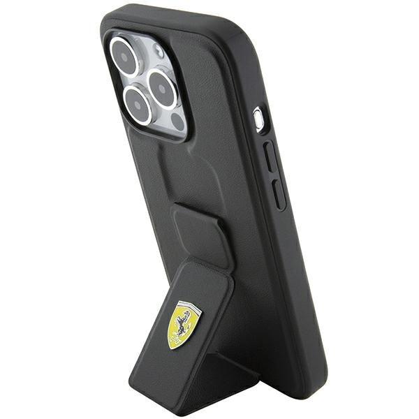 Ferrari Grip Stand Metal Logo Hardcase for iPhone 15 Pro 6.1" - AutoWin