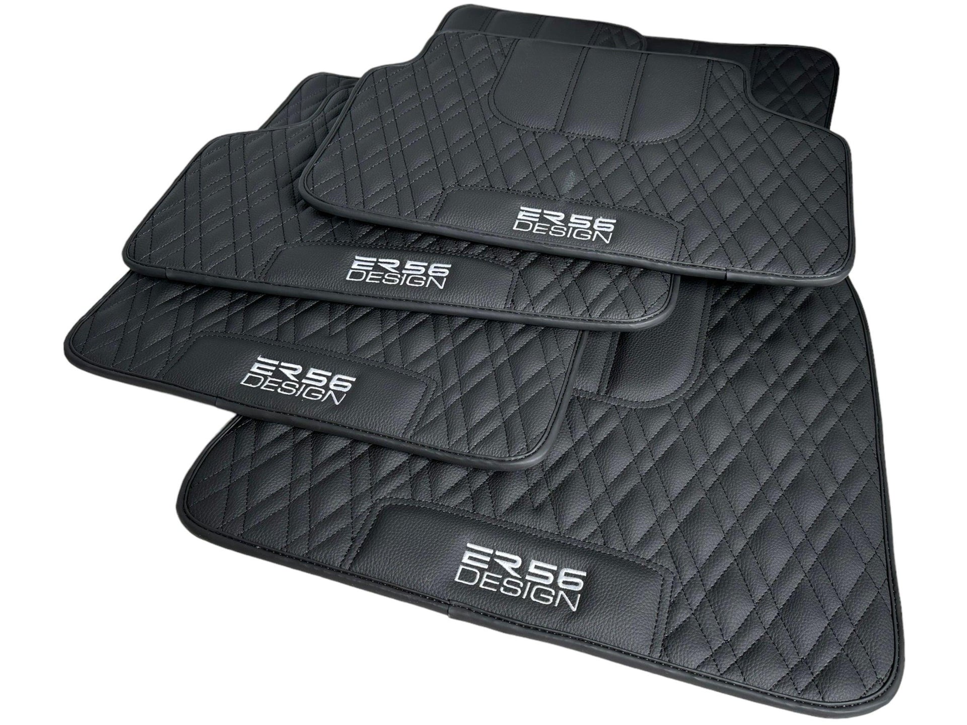 Floor Mats For BMW X5M F85 SUV Black Leather | ER56 Design - AutoWin