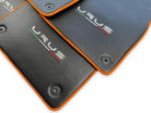 Floor Mats For Lamborghini Urus Carbon Leather Tailored Orange Trim - AutoWin