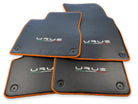 Floor Mats For Lamborghini Urus Carbon Leather Tailored Orange Trim - AutoWin