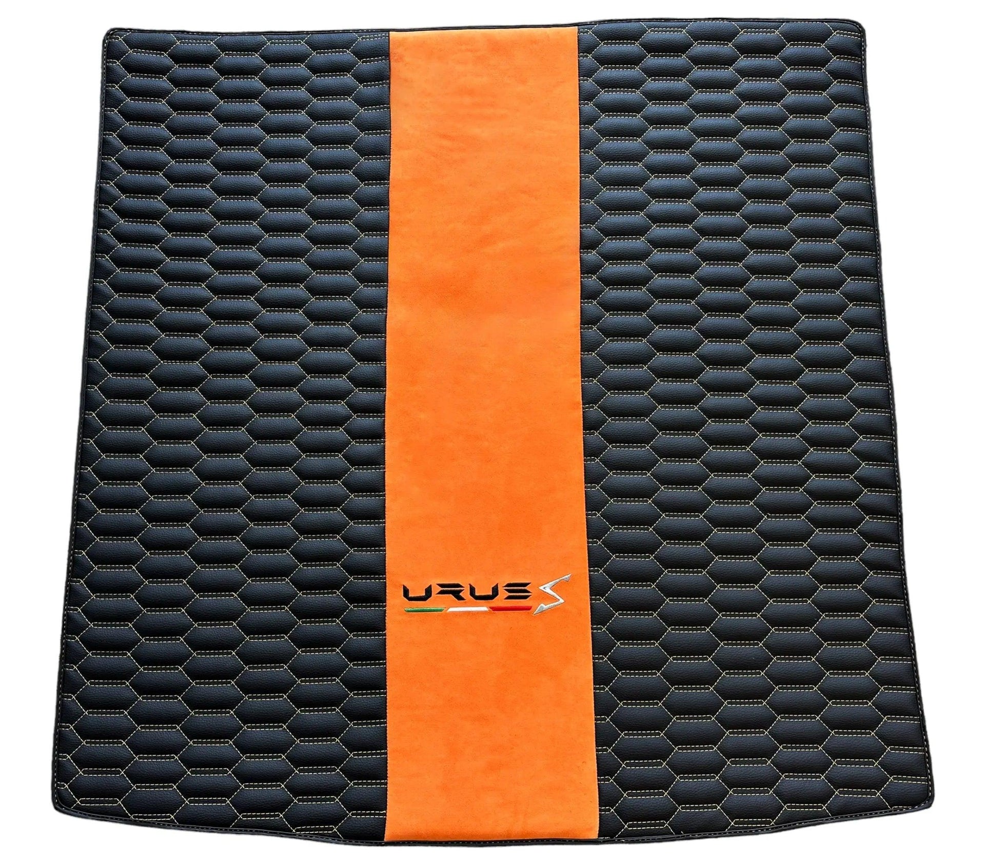Floor Mats Set with Trunk Mat For Lamborghini Urus S With Orange Alcantara Leather - AutoWin