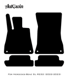 Gray Floor Mats For Mercedes-Benz SL R232 (2022-2023) Black Trim - AutoWin