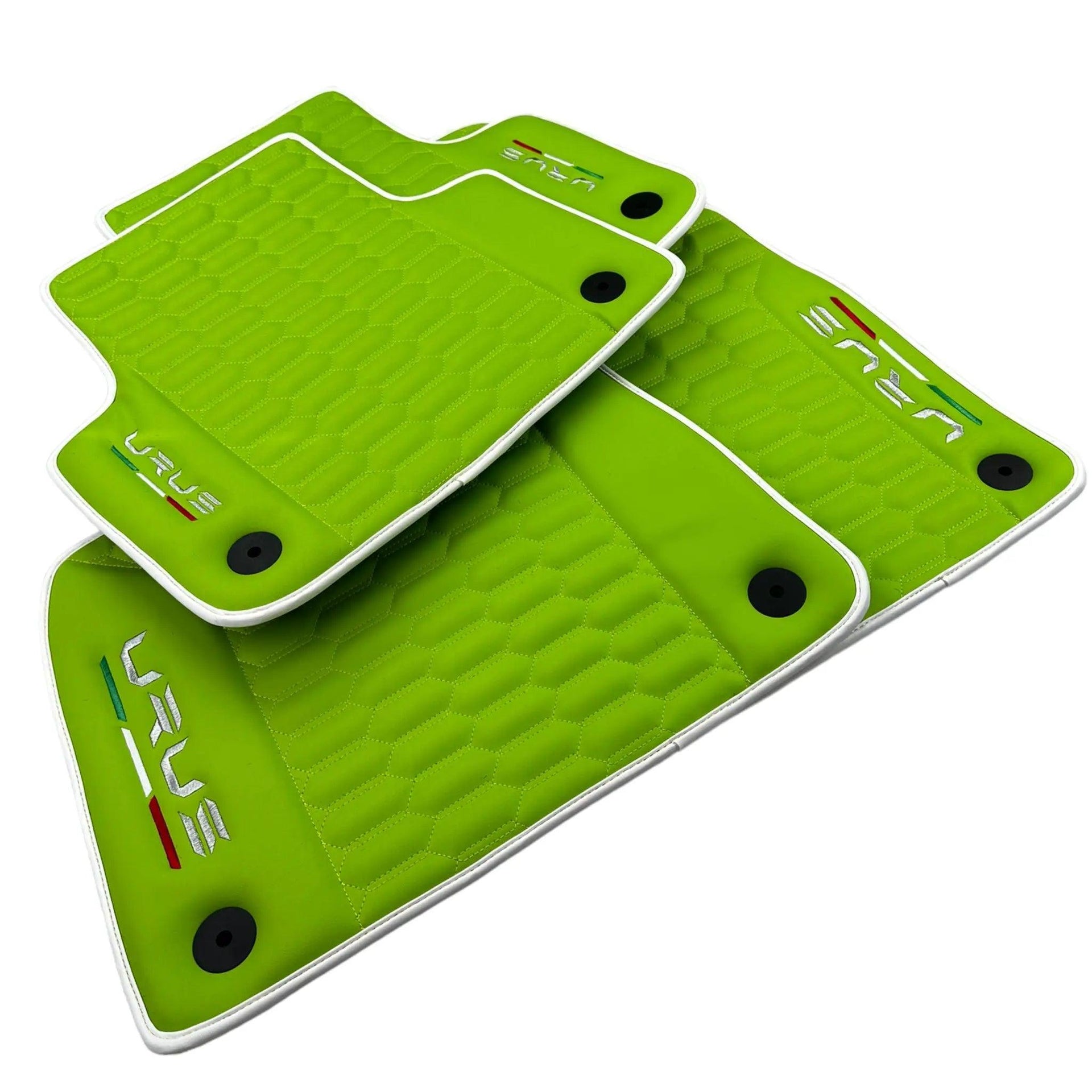 Green Leather Floor Mats for Lamborghini Urus (2018-2024) ER56 Design - AutoWin