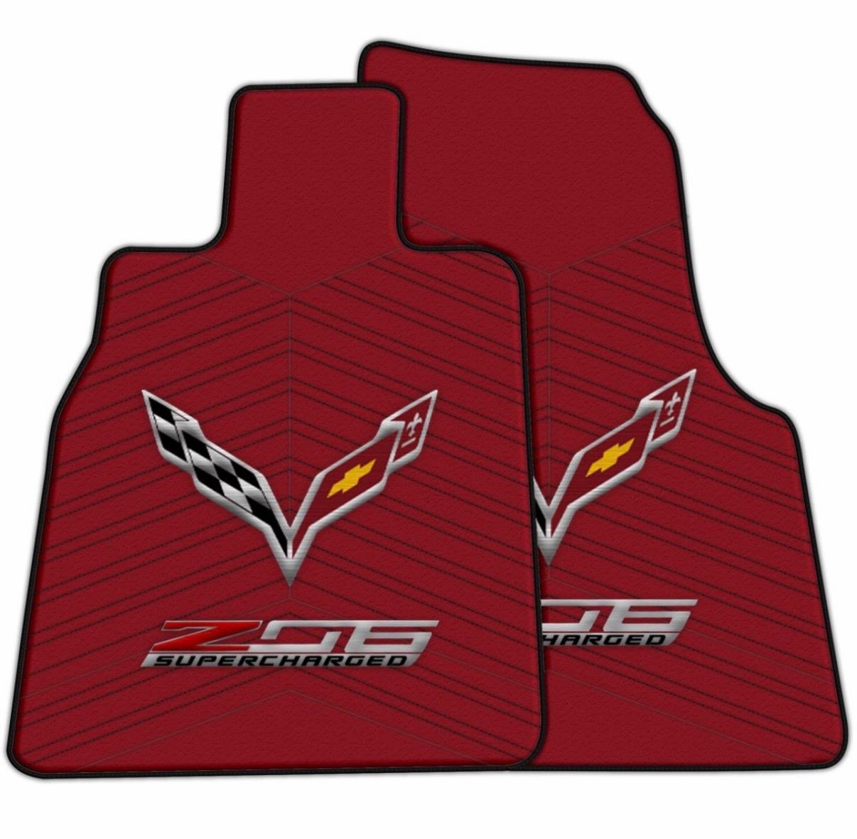Customizable Leather Floor Mats with Pattern ER56 V2 Edition for Chevrolet Corvette C8 (2020-2024) - AutoWin