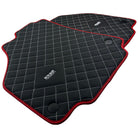 Leather Floor Mats for Ferrari 458 GT2 with White Sewing and Red Trim | ER56 Design - AutoWin