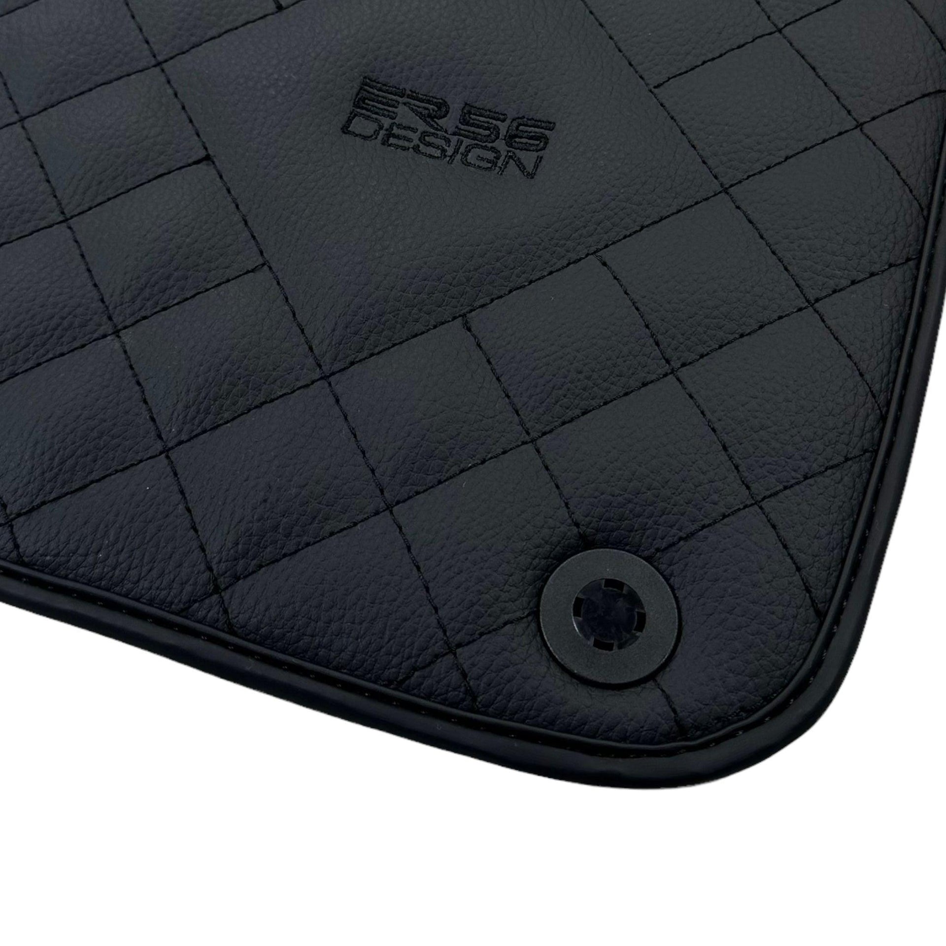Leather Floor Mats for Ferrari California T (2015-2018) Black Sewing ER56 Design - AutoWin