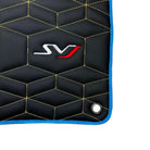 Leather Floor Mats for Lamborghini Aventador SVJ Limited Edition with Blue Trim - AutoWin