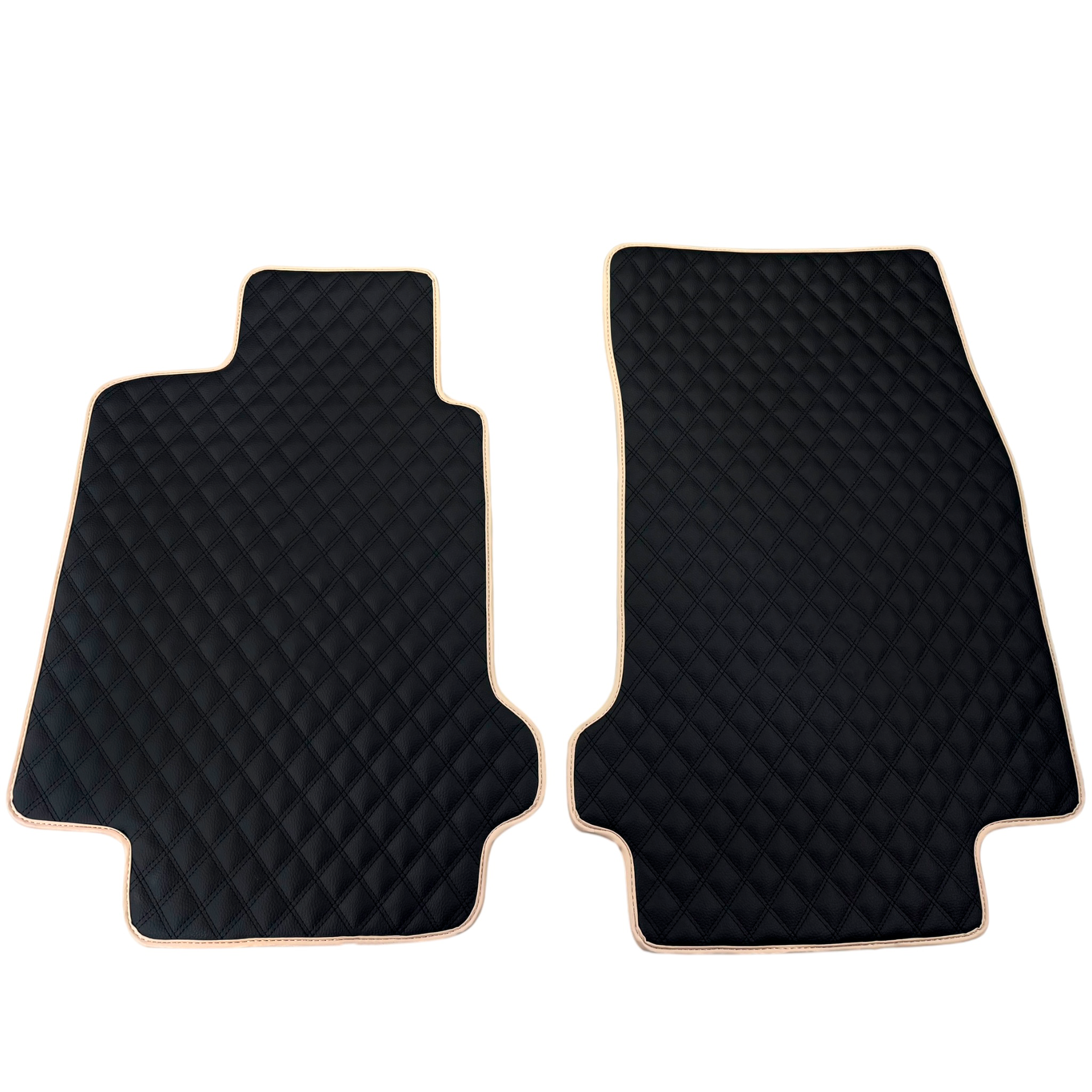 Black Stitched Leather Floor Mats for Maserati GranTurismo (2007-2019) | Beige Trim
