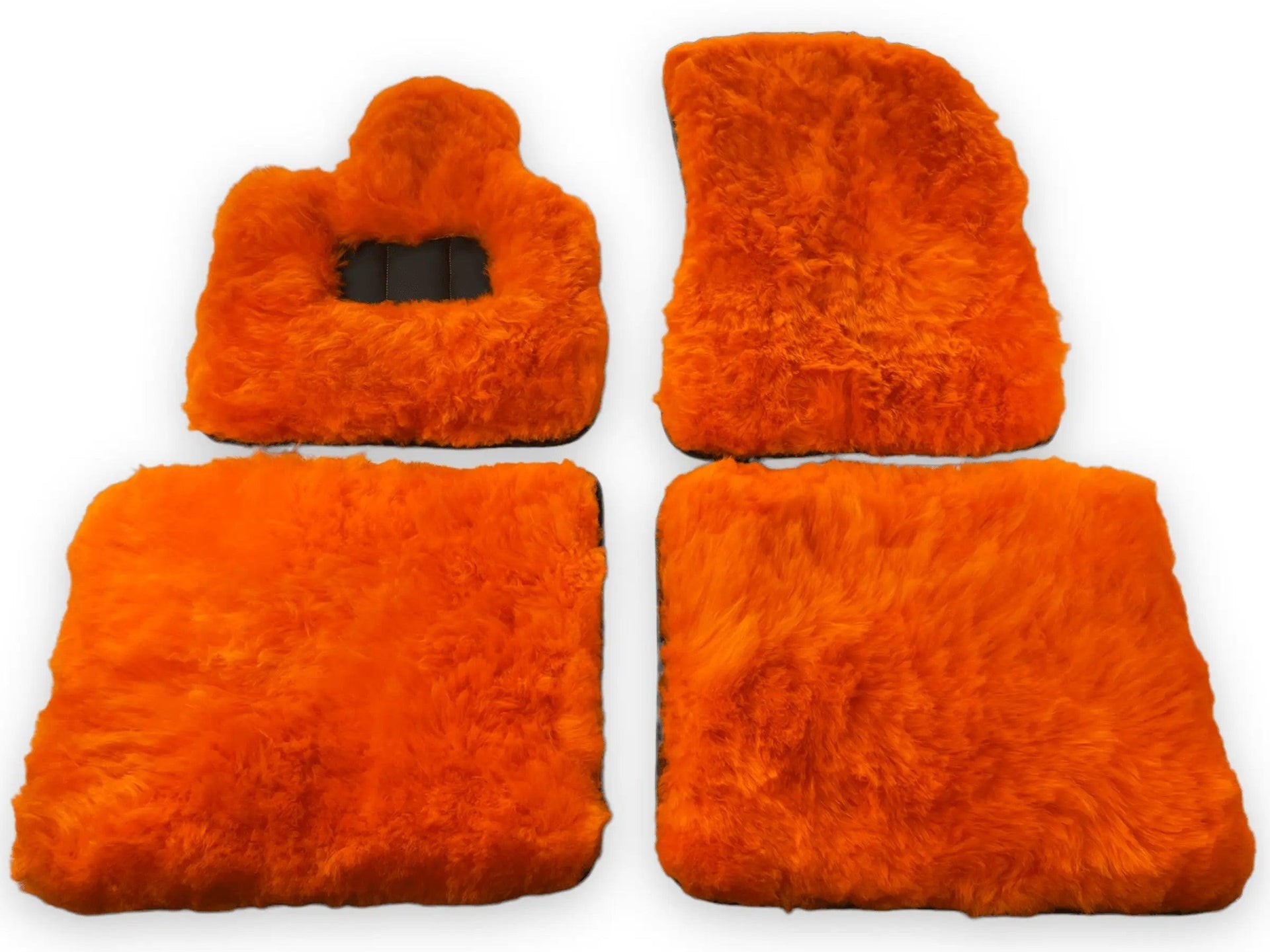 Orange Sheepskin Floor Mats For Bentley Flying Spur (2005-2013) Er56 Design Brand - AutoWin