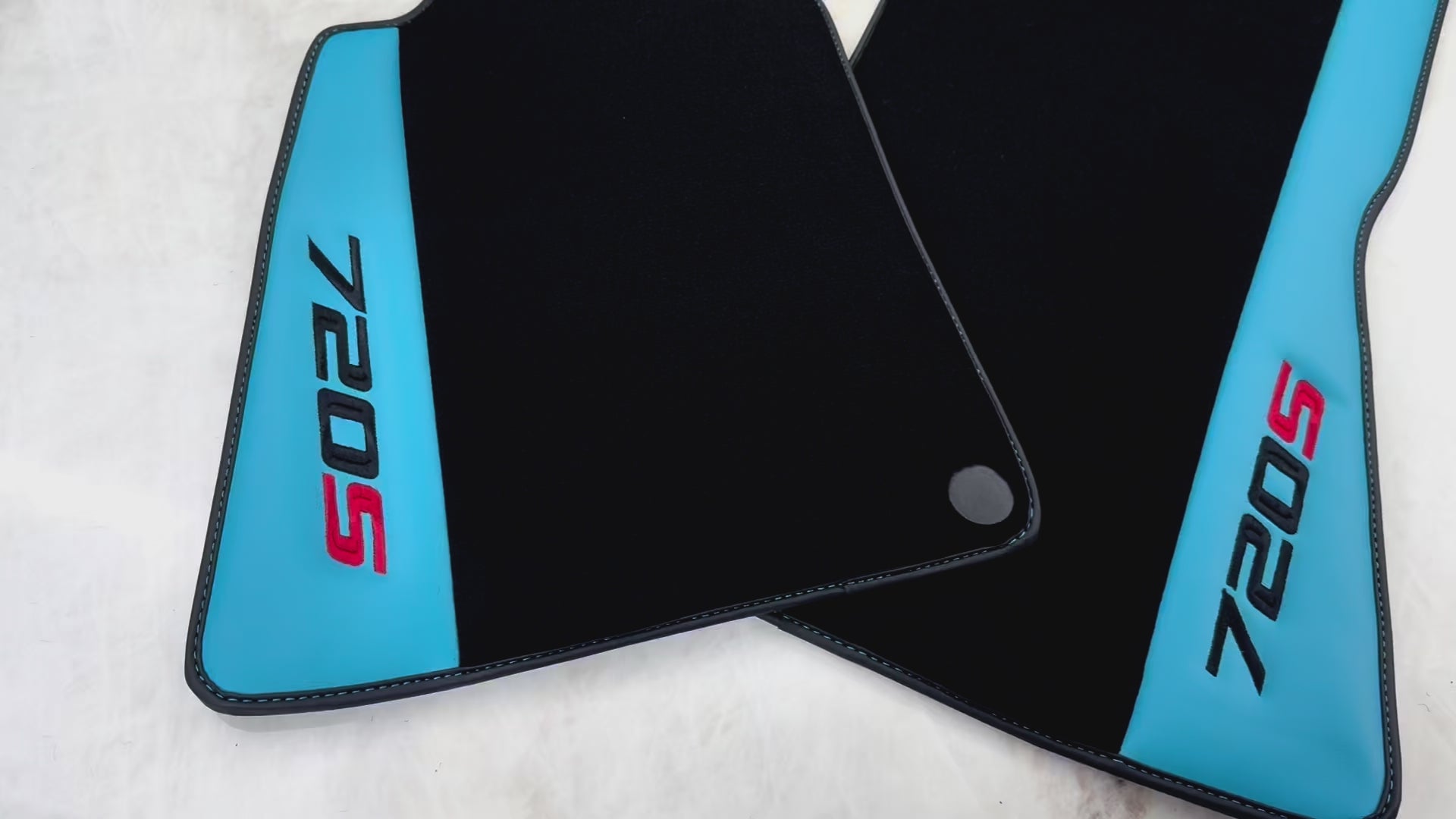 Black Floor Mats for McLaren 720S (2017-2021) with Blue Leather - AutoWin