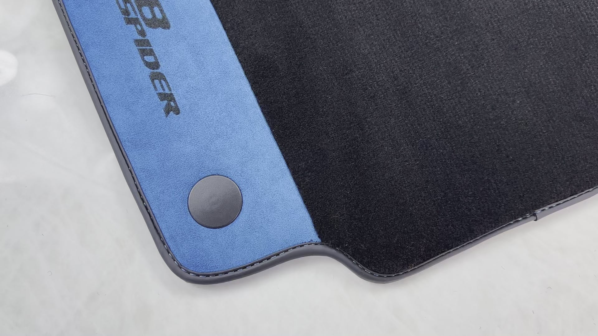 Black Floor Mats For Ferrari 488 Spider 2015-2022 With Blue Alcantara Leather - AutoWin