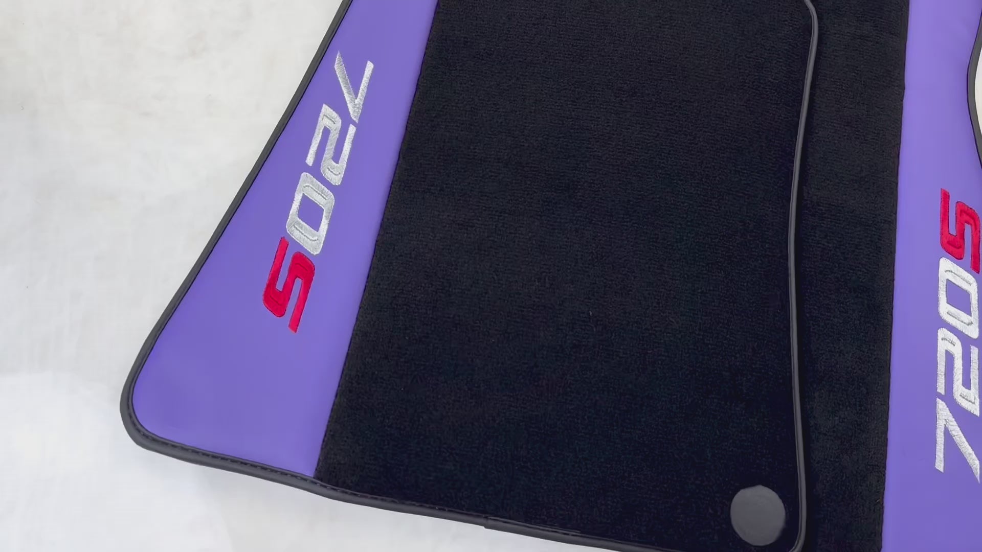 Purple Leather Black Floor Mats for McLaren 720S | Black Trim - AutoWin