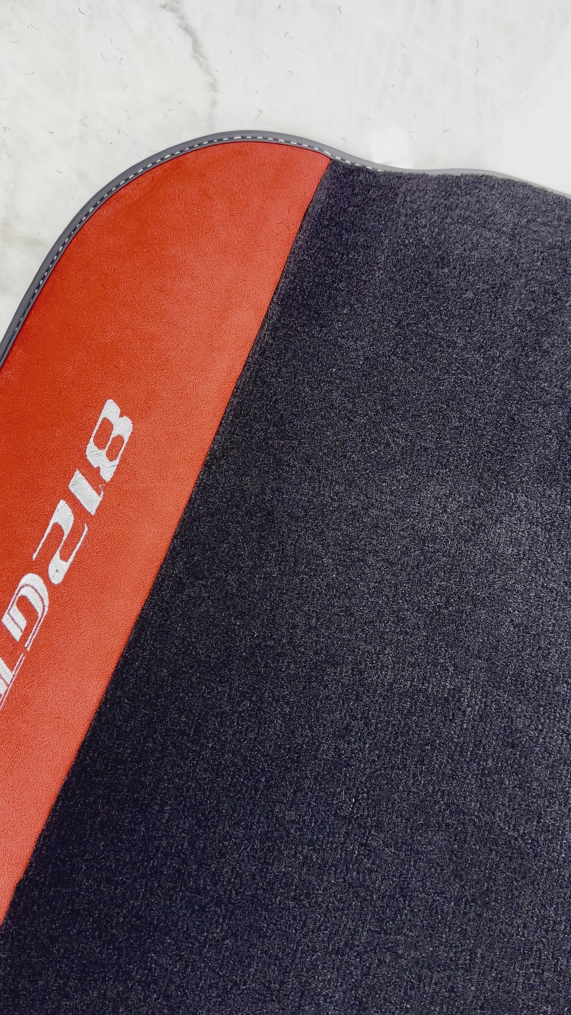 Black Floor Mats for Ferrari 812 GTS (2019-2023) with Red Alcantara Leather - AutoWin