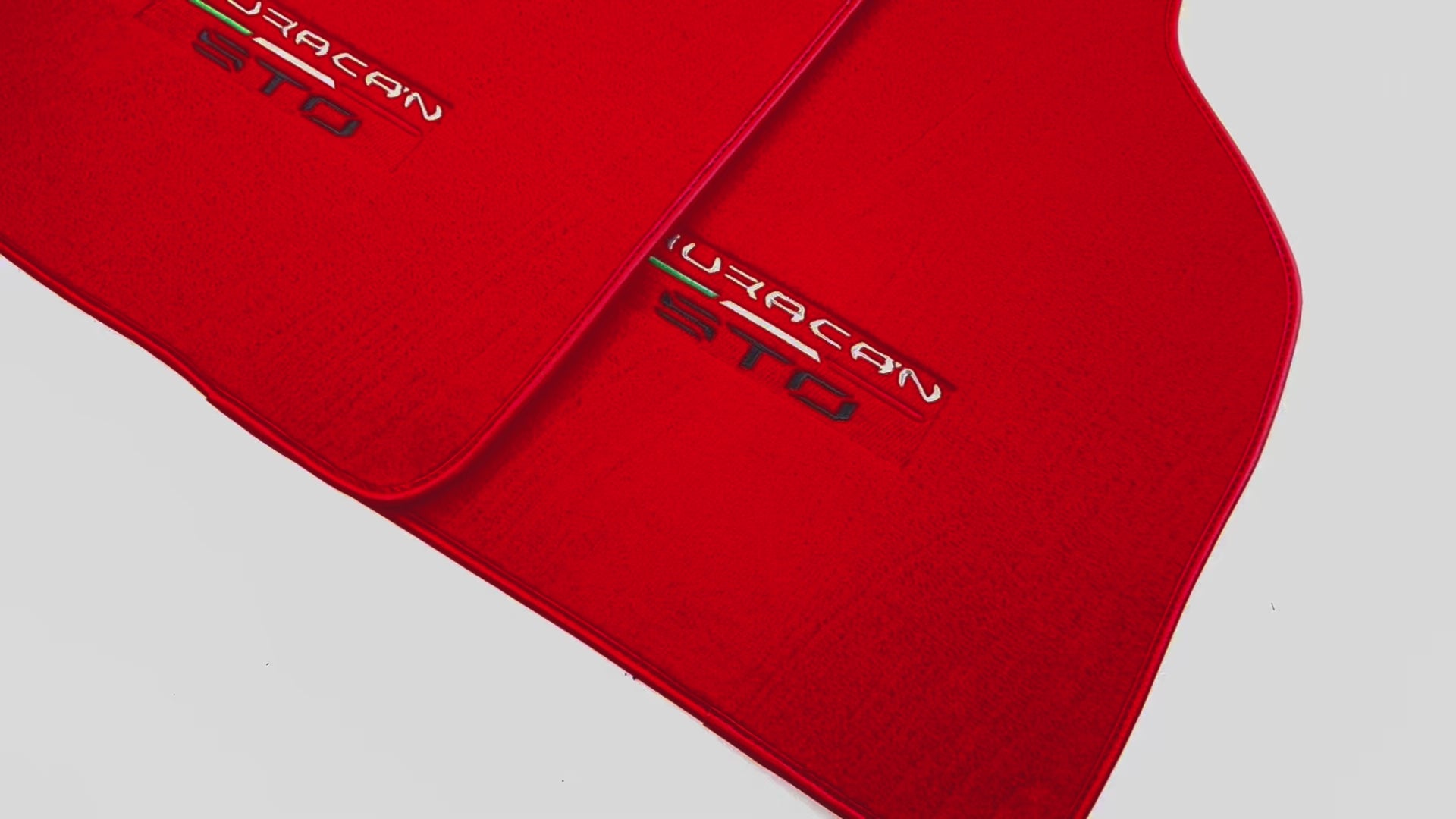 Red Color Floor Mats for Lamborghini Huracan STO - AutoWin.EU