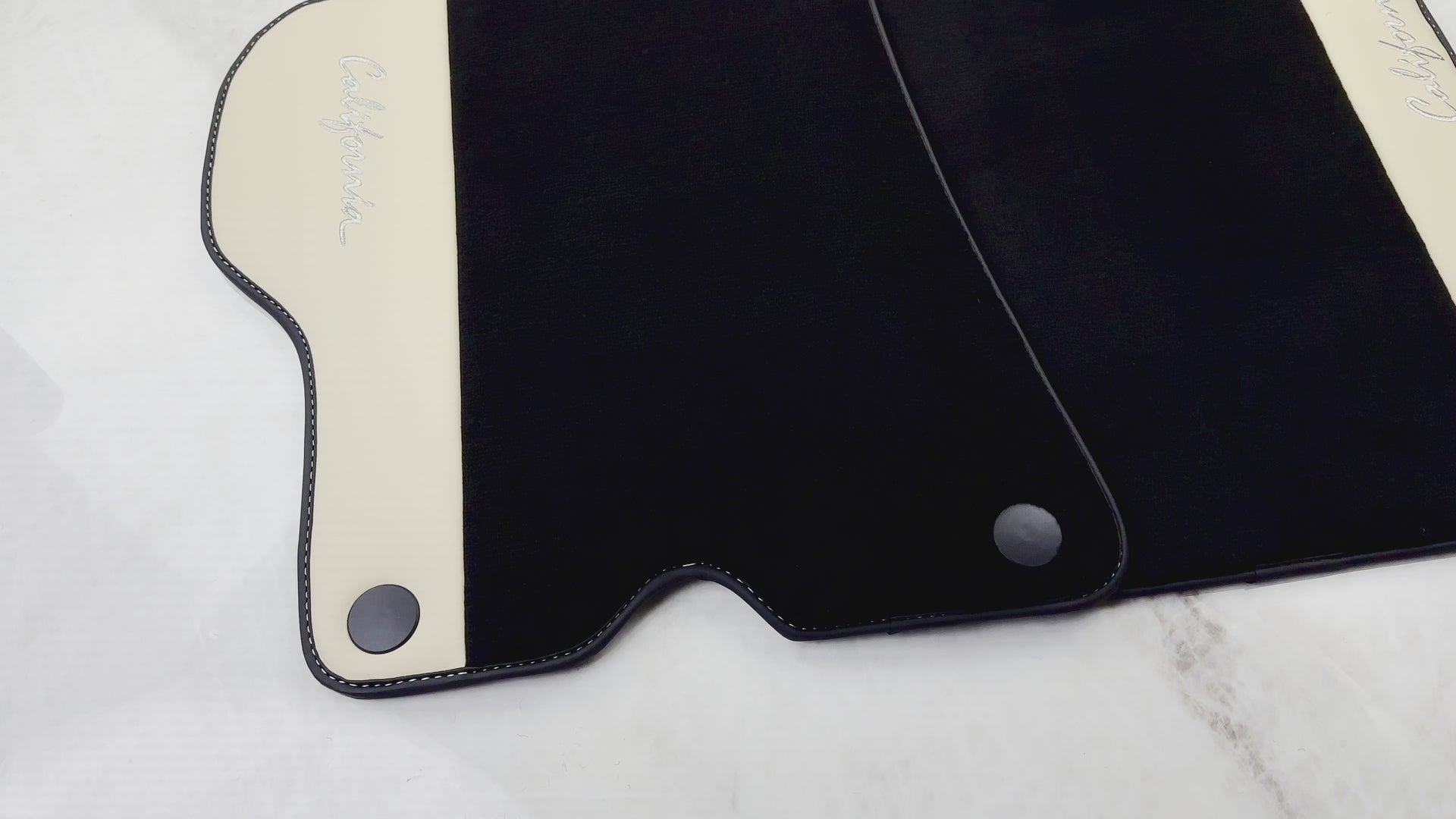 Black Floor Mats for Ferrari California (2008-2014) with Crema Nappa Leather - AutoWin