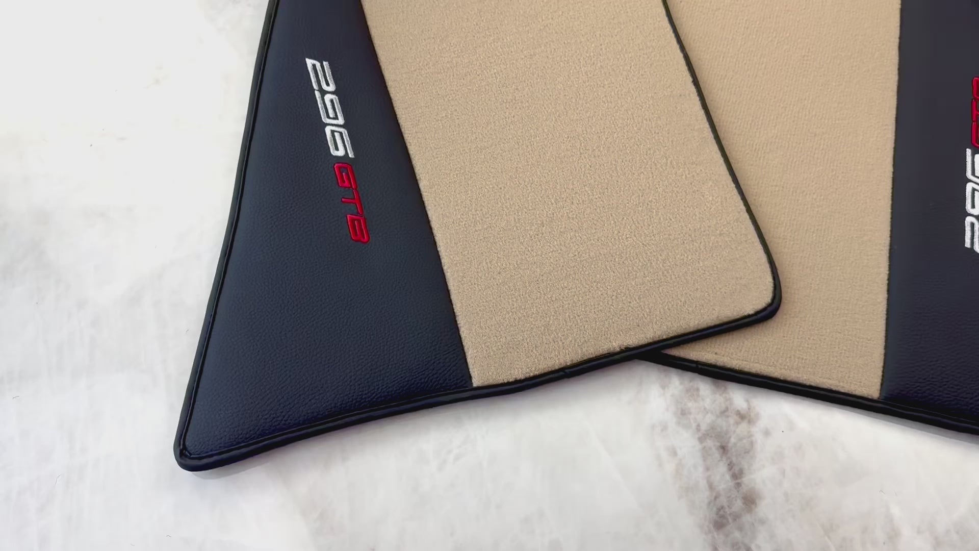 Beige Floor Mats for Ferrari 296 GTB (2022-2025) with Leather - AutoWin