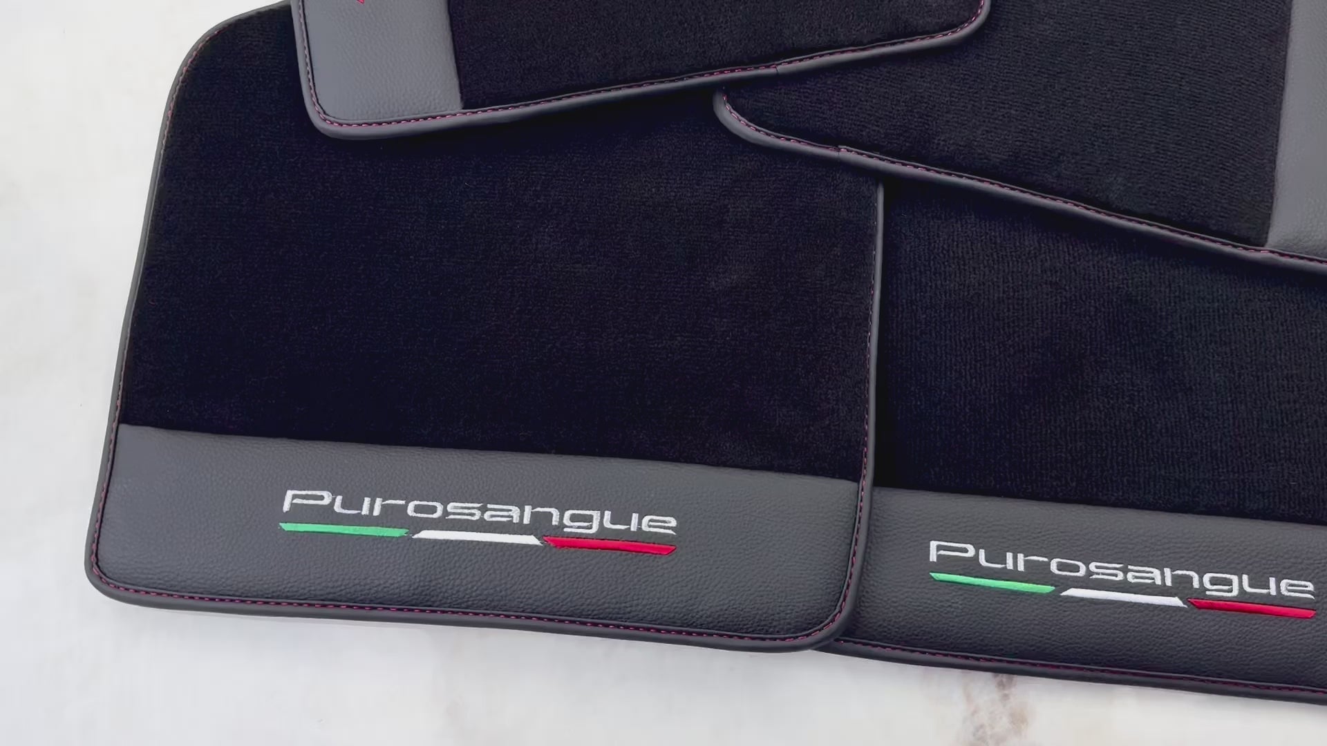 Black Floor Mats for Ferrari Purosangue with Leather and Black Trim | Italian Edition - AutoWin