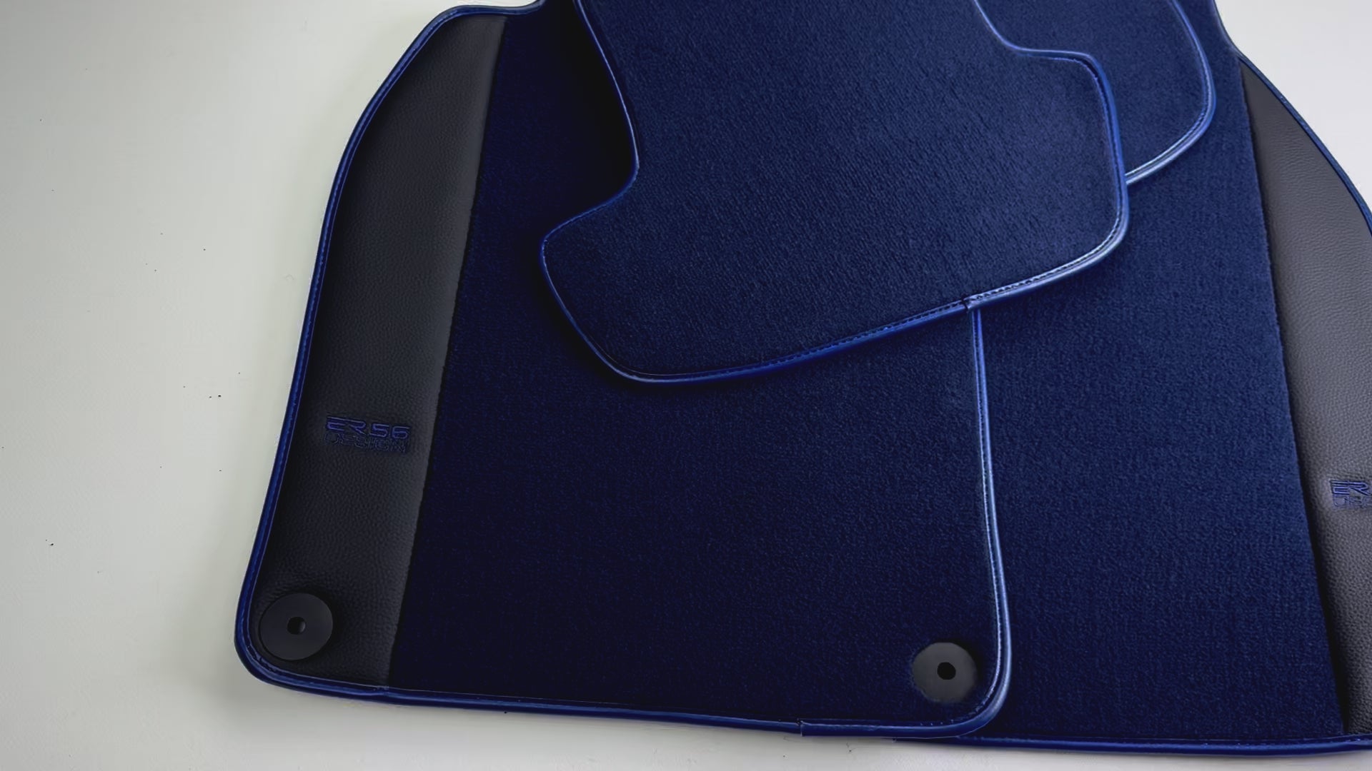 Dark Blue Floor Mats for Porsche Cayenne (2010-2018) with Leather - AutoWin