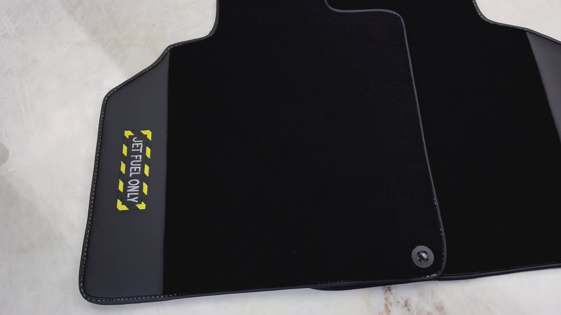 Black Floor Mats with Leather for Lamborghini Gallardo (2004-2014) - Fighter Jet Edition - AutoWin.EU