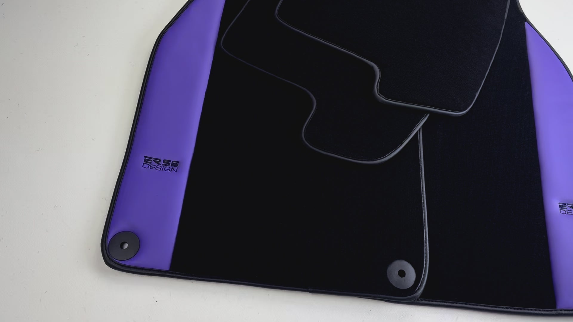 Black Floor Mats for Porsche Macan (2014-2023) with Purple Leather | ER56 Design - AutoWin