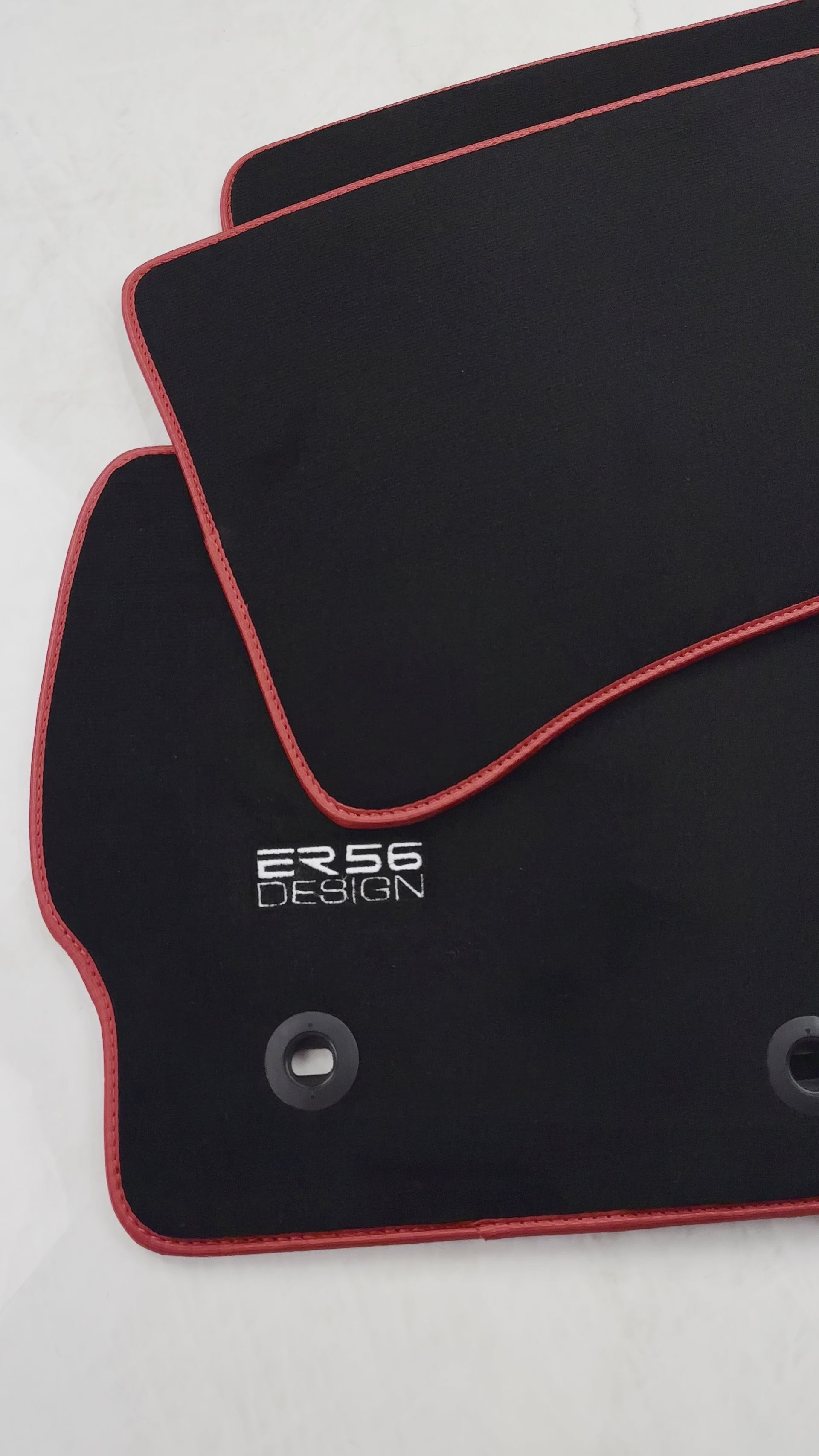 Black Floor Mats for Toyota Prius (2009-2012) ER56 Design with Red Trim - ER56 Design