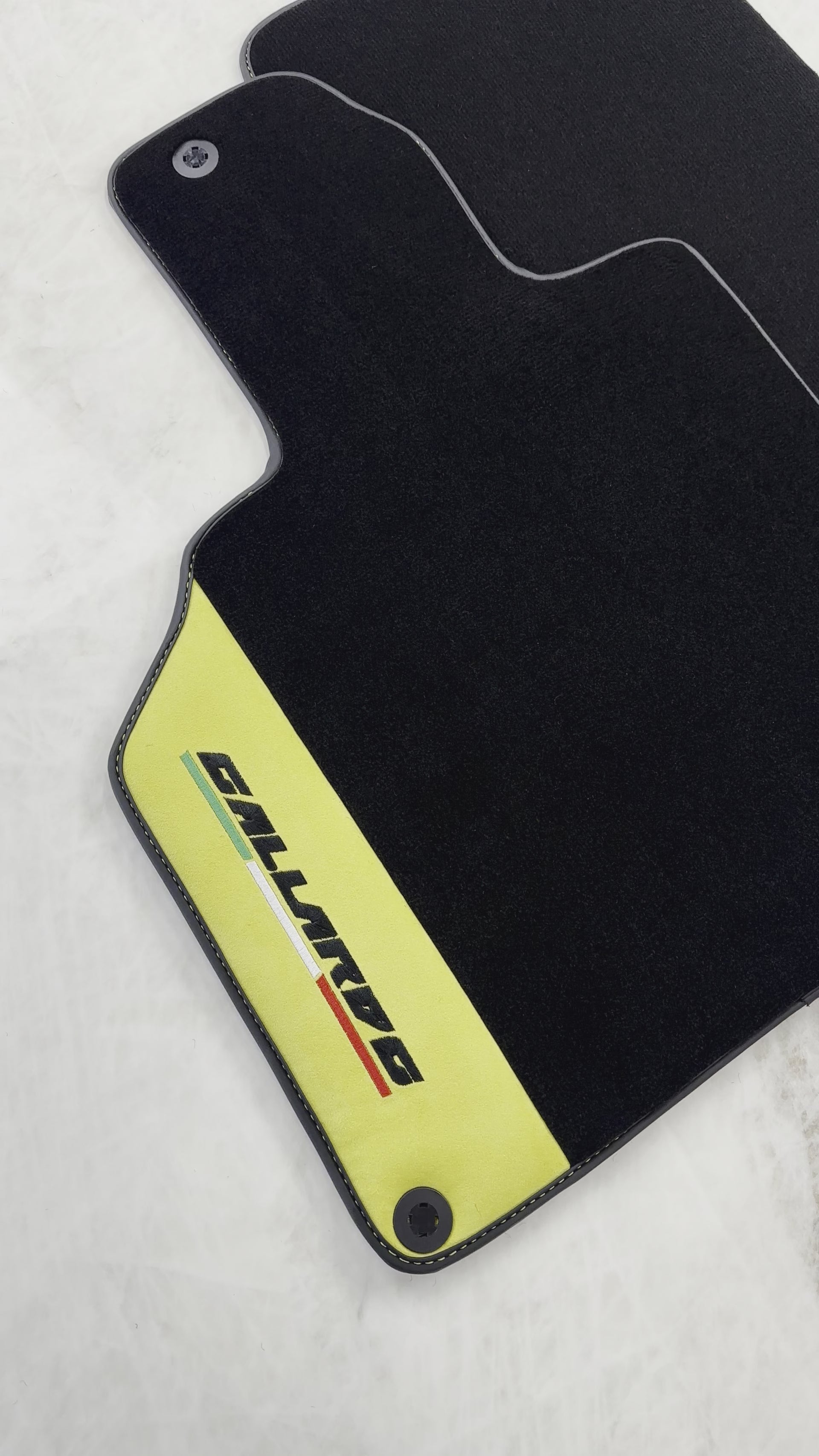 Black Floor Mats for Lamborghini Gallardo With Yellow Alcantara Leather - AutoWin.EU