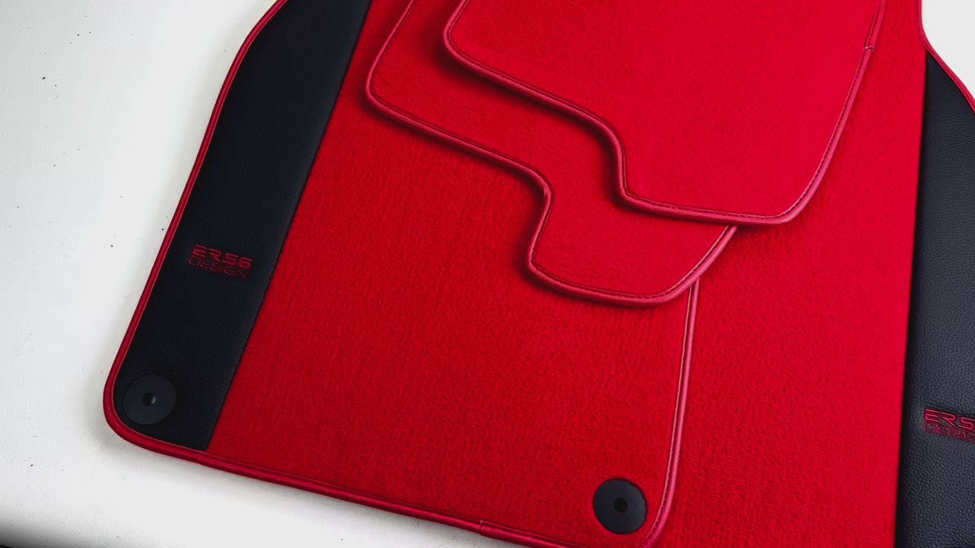 Red Floor Mats for Porsche Panamera (2017-2023) with Leather - AutoWin