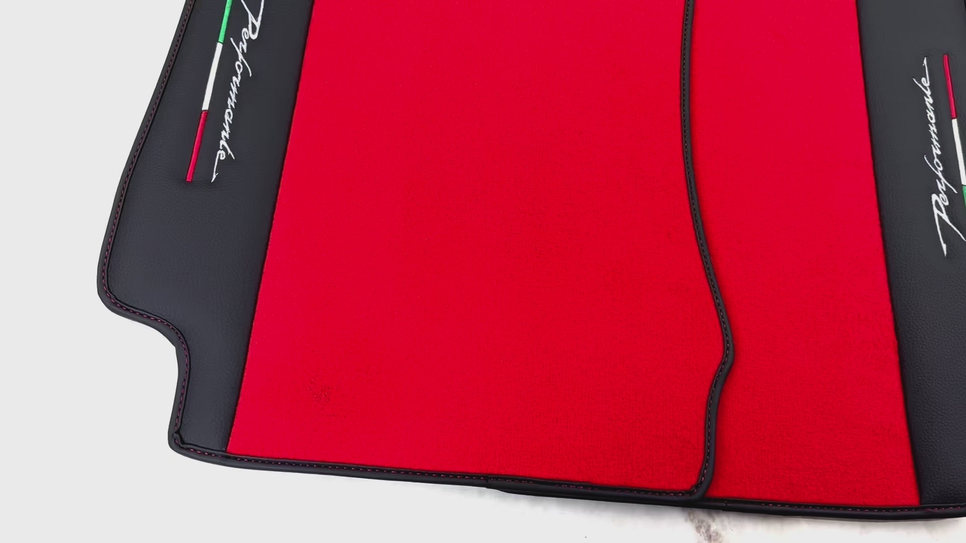 Red Floor Mats for Alfa Romeo Giulia Performante (1962-1978) with Leather - AutoWin.EU