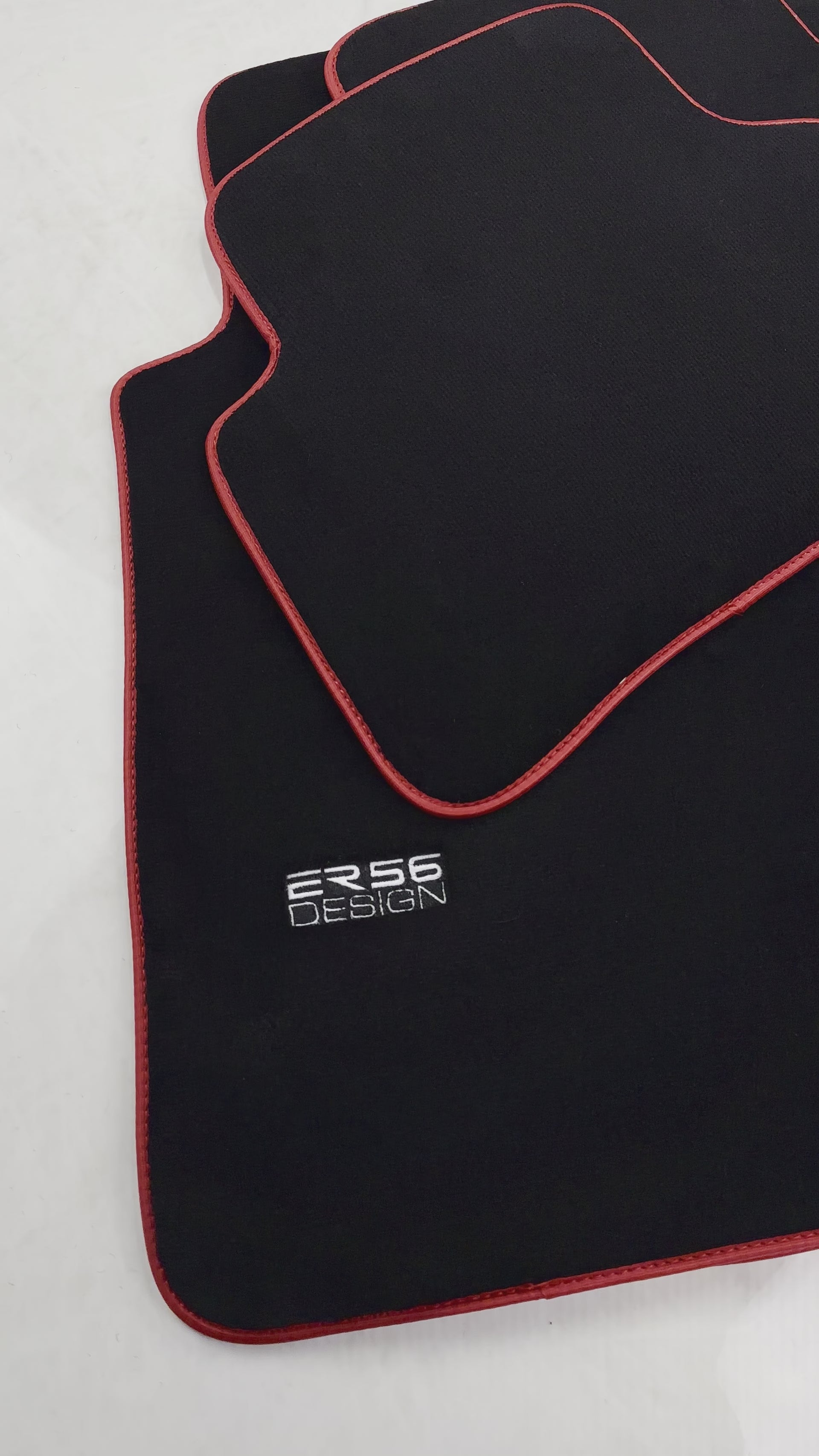 Black Floor Mats For Mercedes-Benz C Class W202 (1993-2000) ER56 Design | Red Trim - ER56 Design