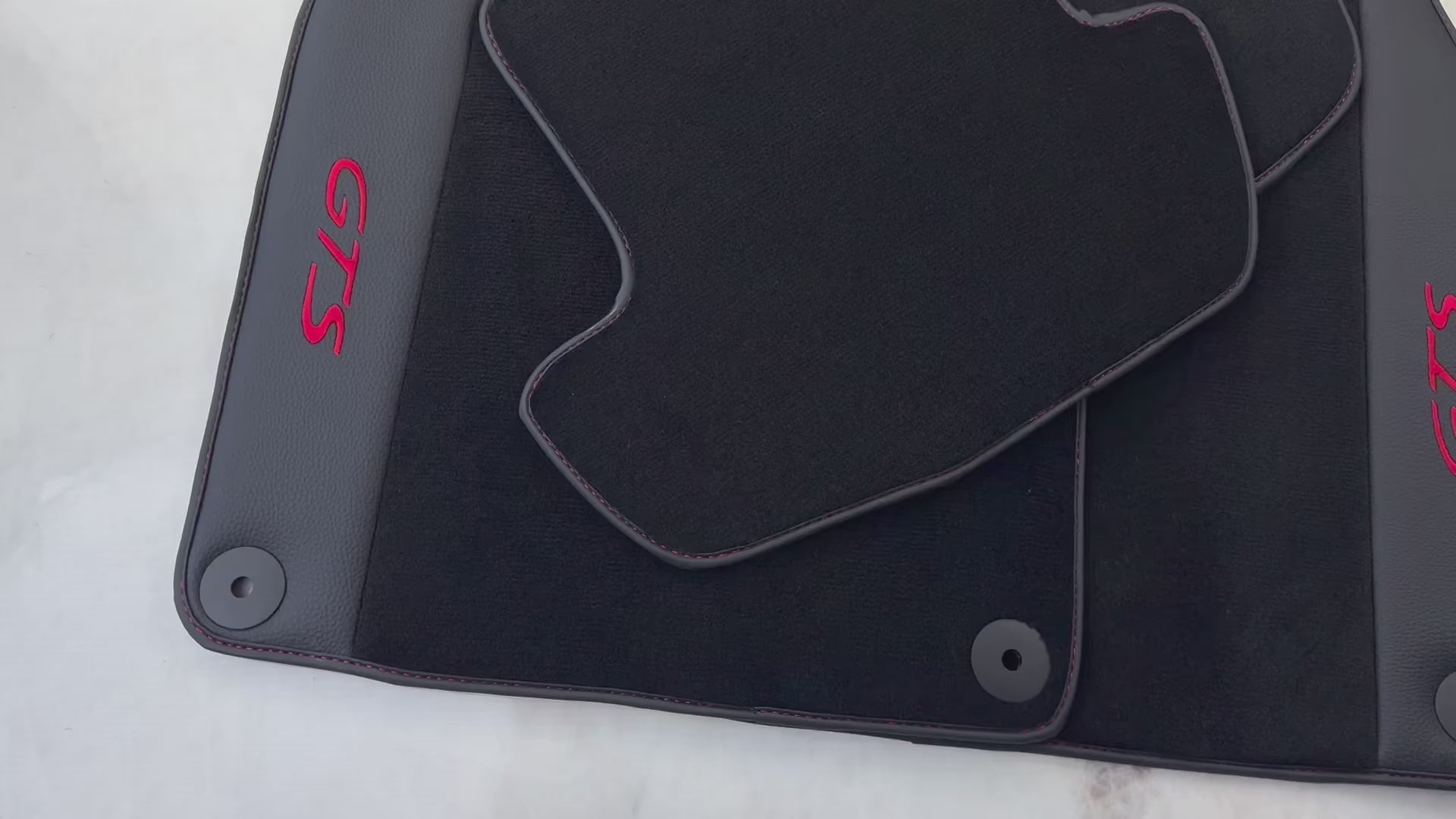 Black Floor Mats for Porsche 911 - 992 GTS (2019-2024) with Leather - AutoWin