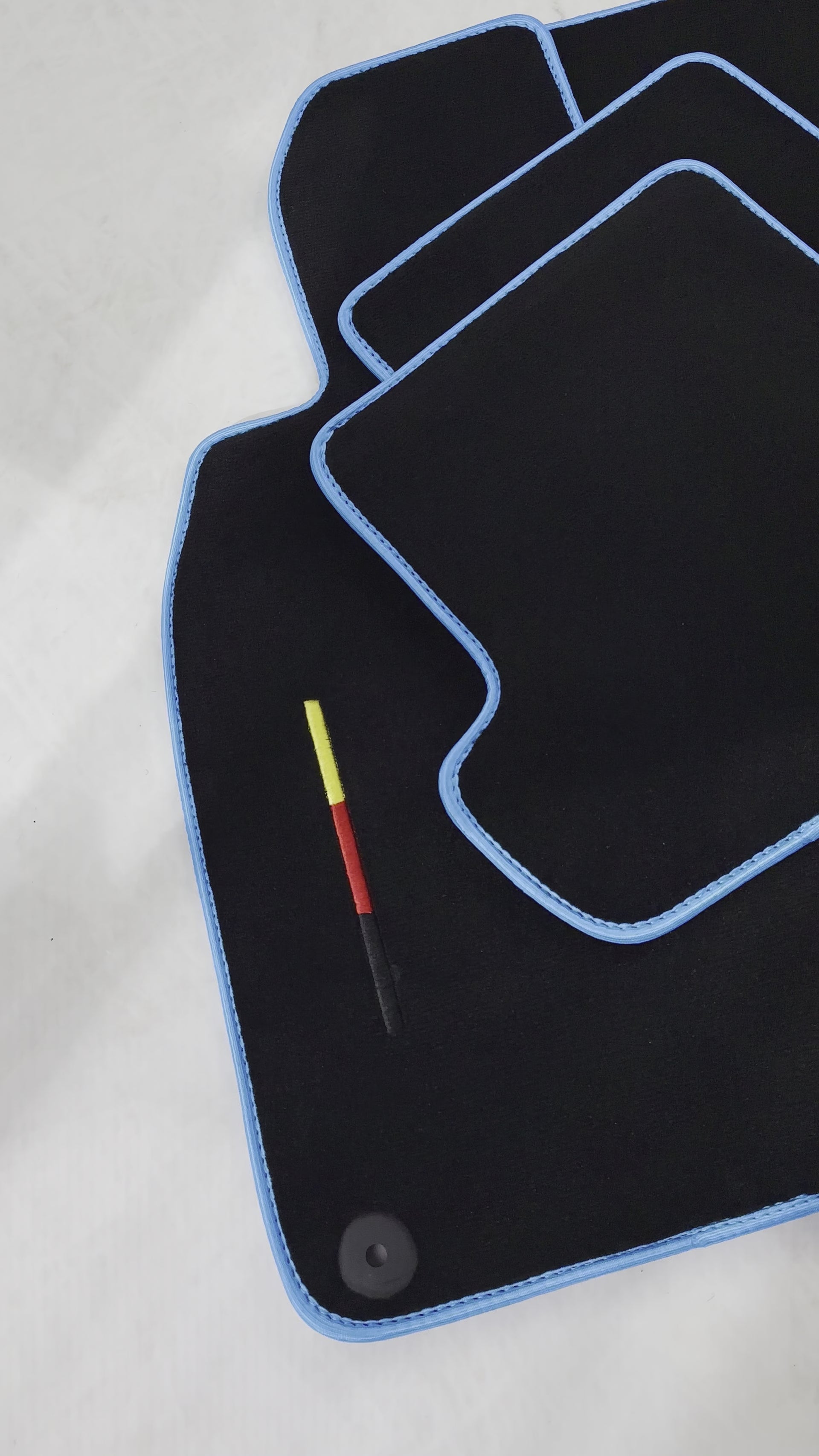 Black Floor Mats for Porsche 911 - 992 (2019-2024) with Blue Trim - AutoWin