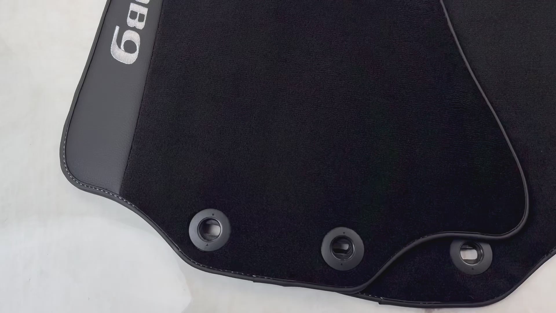 Black Floor Mats for Aston Martin DB9 (2004-2016) with Leather - AutoWin