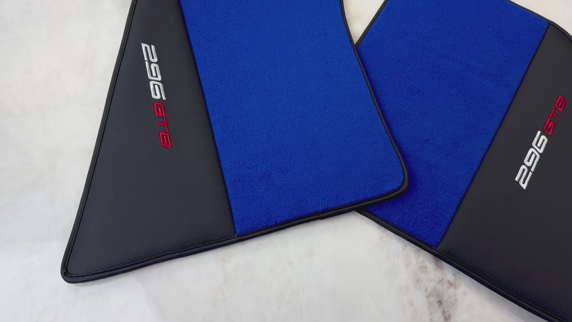 Blue Floor Mats for Ferrari 296 GTB (2022-2025) with Leather - AutoWin
