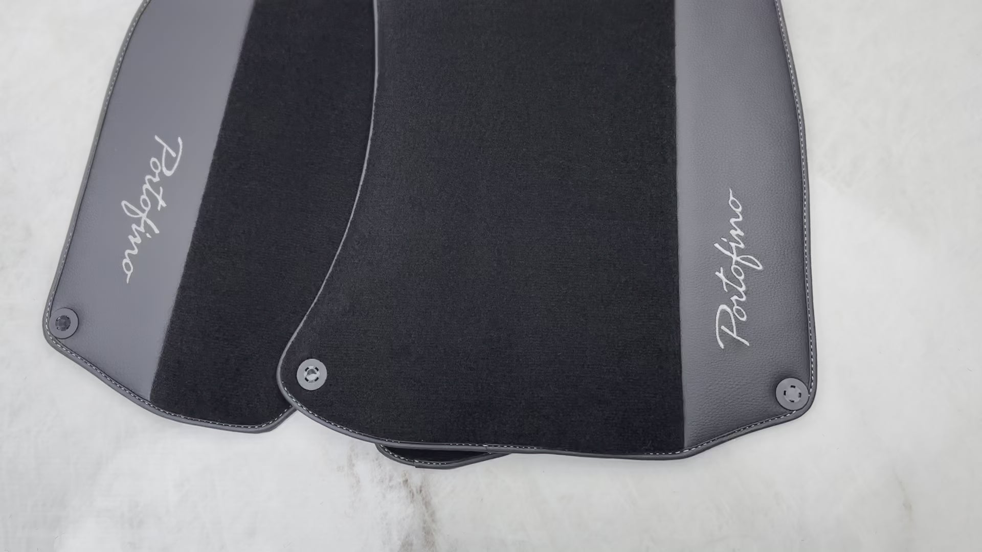 Black Floor Mats For Ferrari Portofino (2018-2023) With Leather - AutoWin