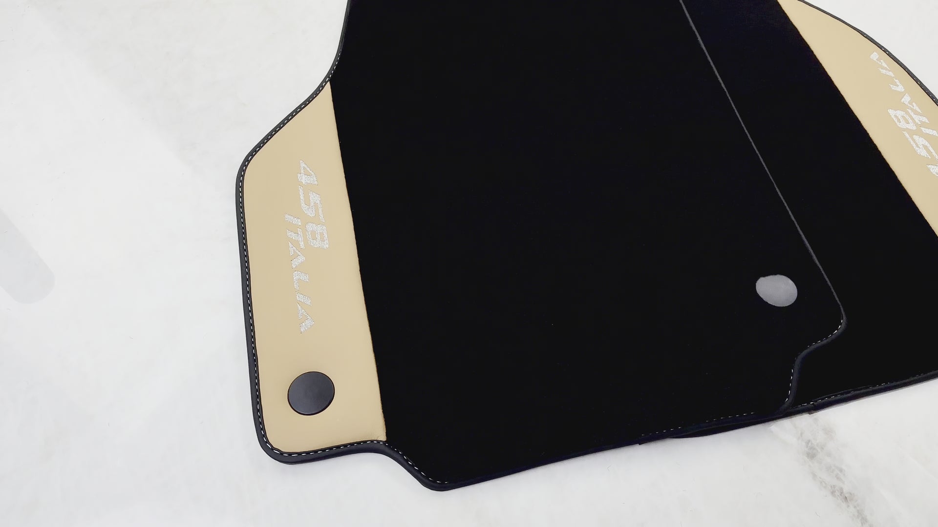 Black Floor Mats for Ferrari 458 Italia (2009-2015) with Beige Nappa Leather - AutoWin