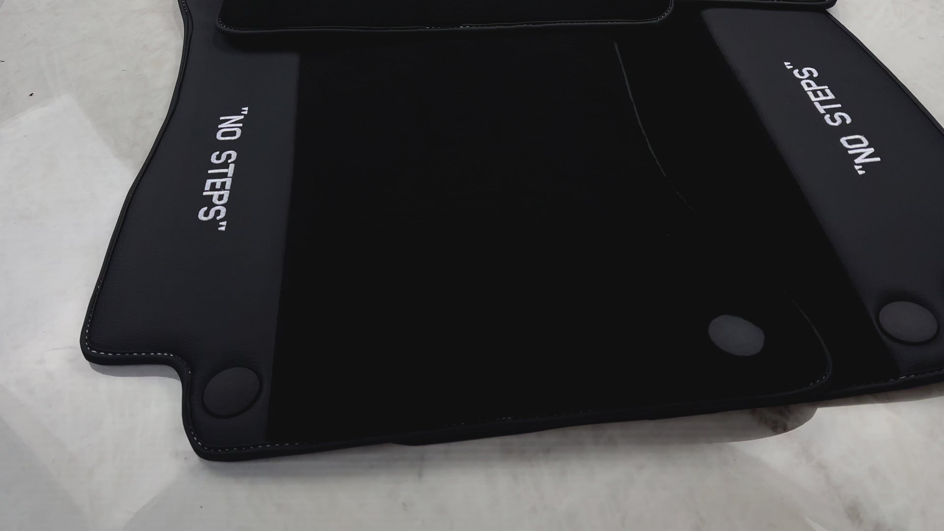 Black Floor Mats for Mercedes Benz E-Class W213 Sedan (2020-2023) Hybrid | "NO STEPS" Fluorescent Logo - AutoWin