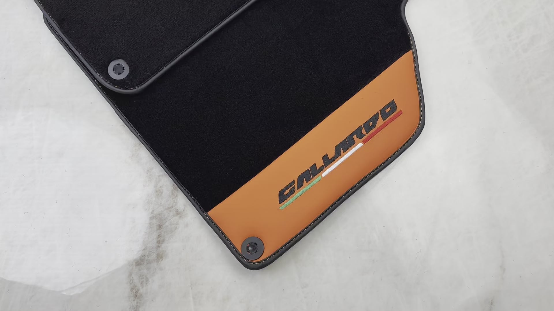 Black Floor Mats for Lamborghini Gallardo With Orange Arancia Mira Nappa Leather - AutoWin.EU