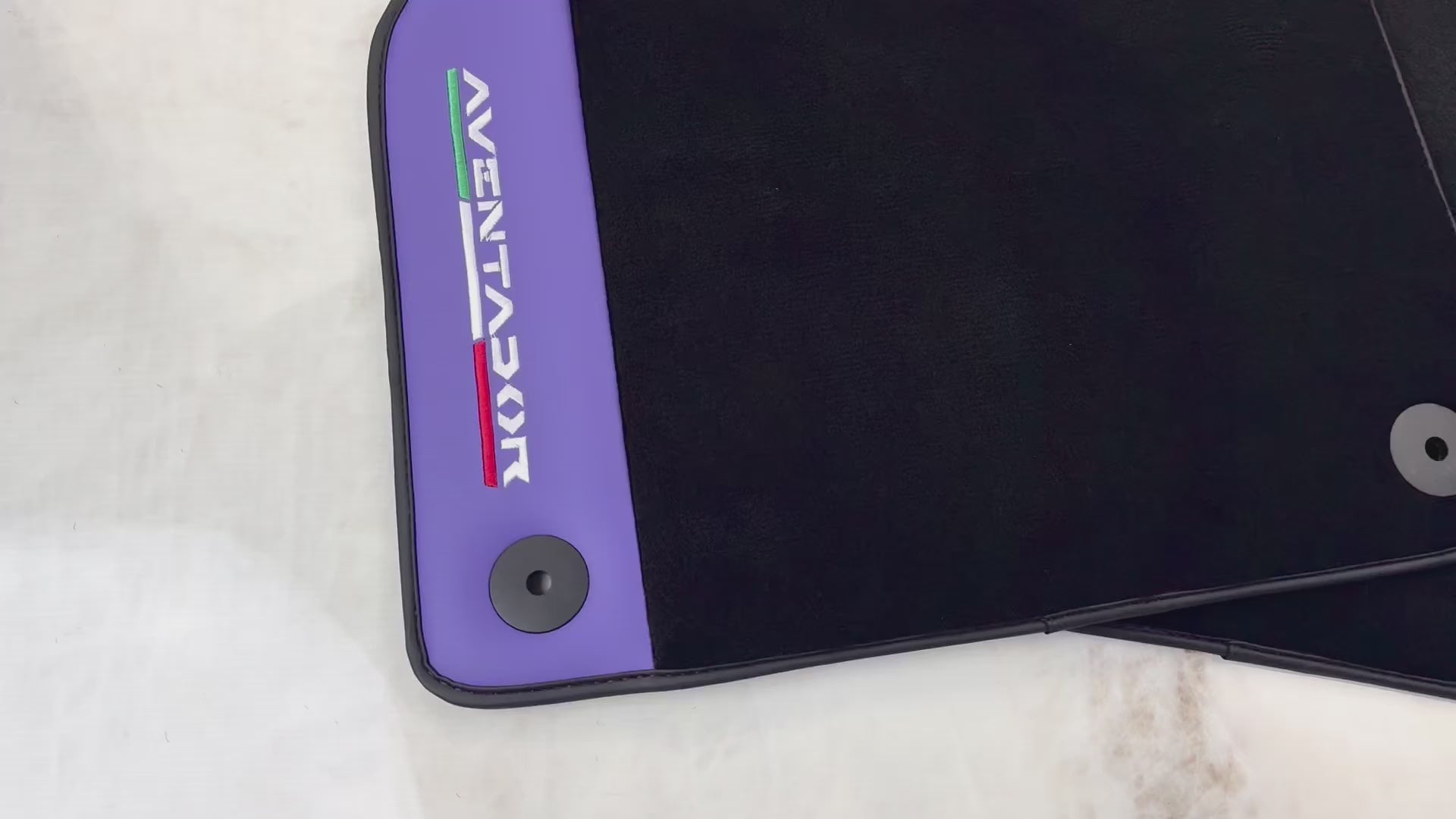 Purple Leather Black Floor Mats for Lamborghini Aventador | Black Trim - AutoWin.EU