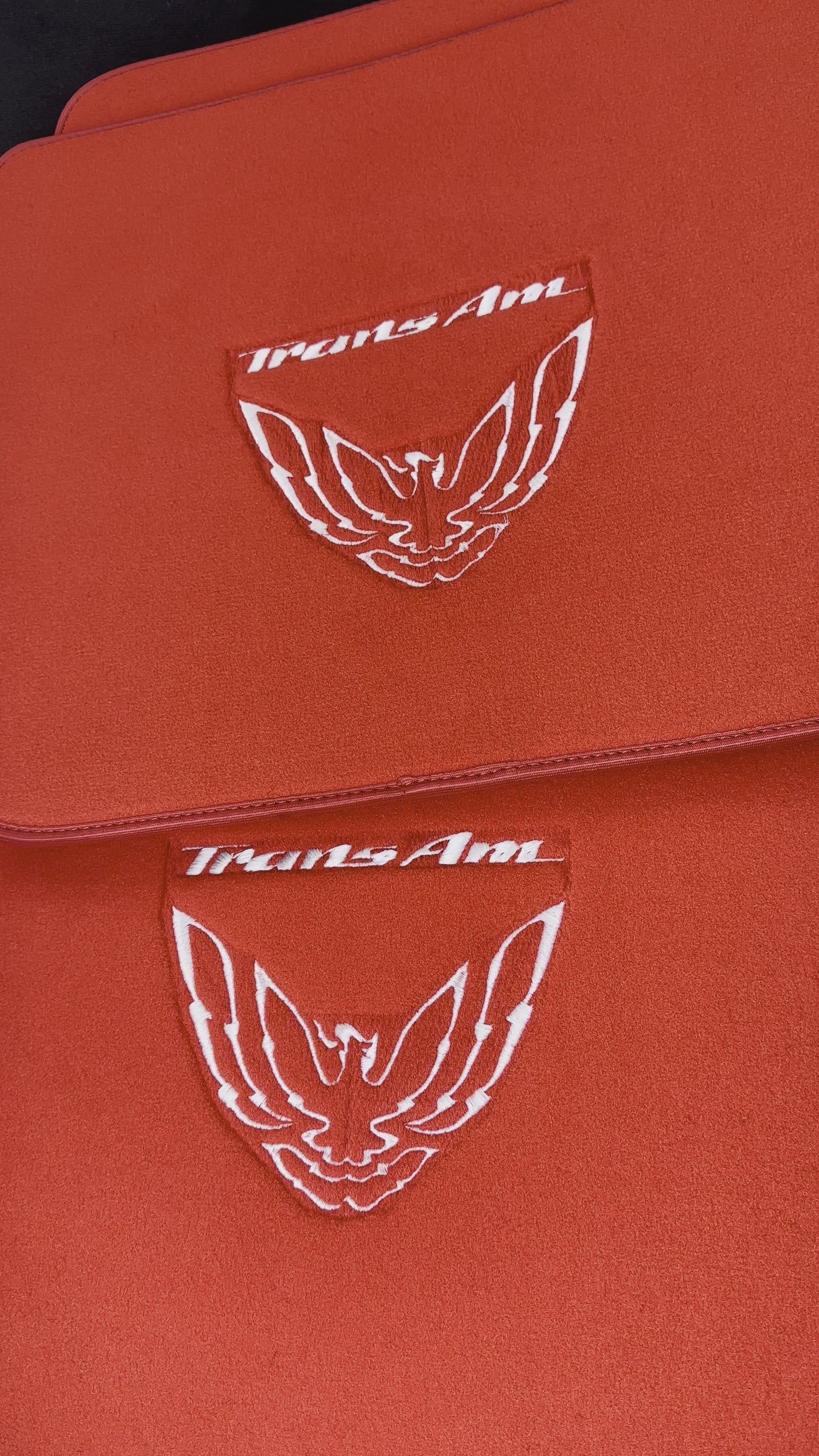 Red Floor Mats for Pontiac First generation FireBird (1967-1969) with Trans Am Logo - AutoWin