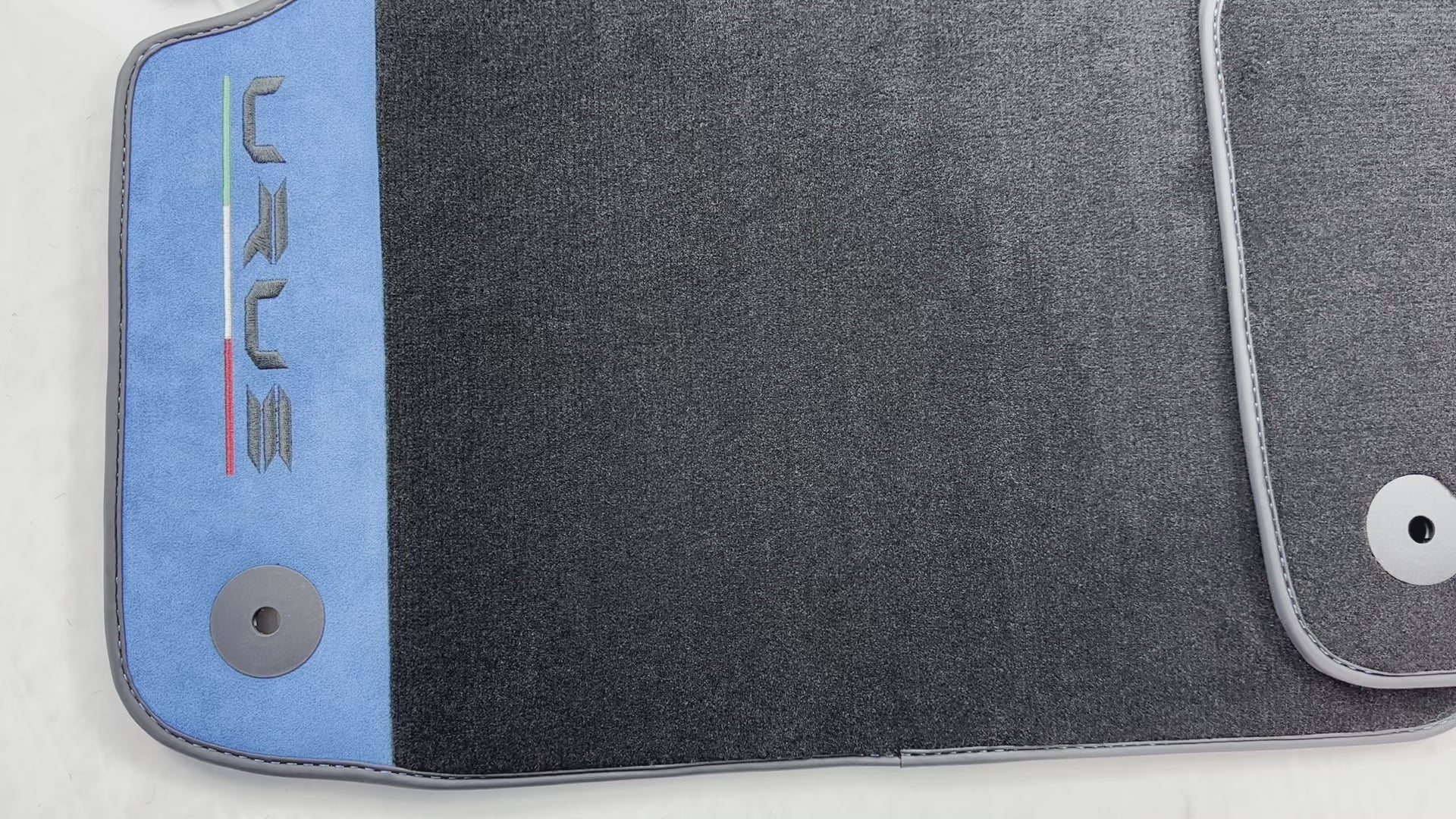 Black Floor Mats For Lamborghini Urus With Blue Alcantara Leather - AutoWin.EU