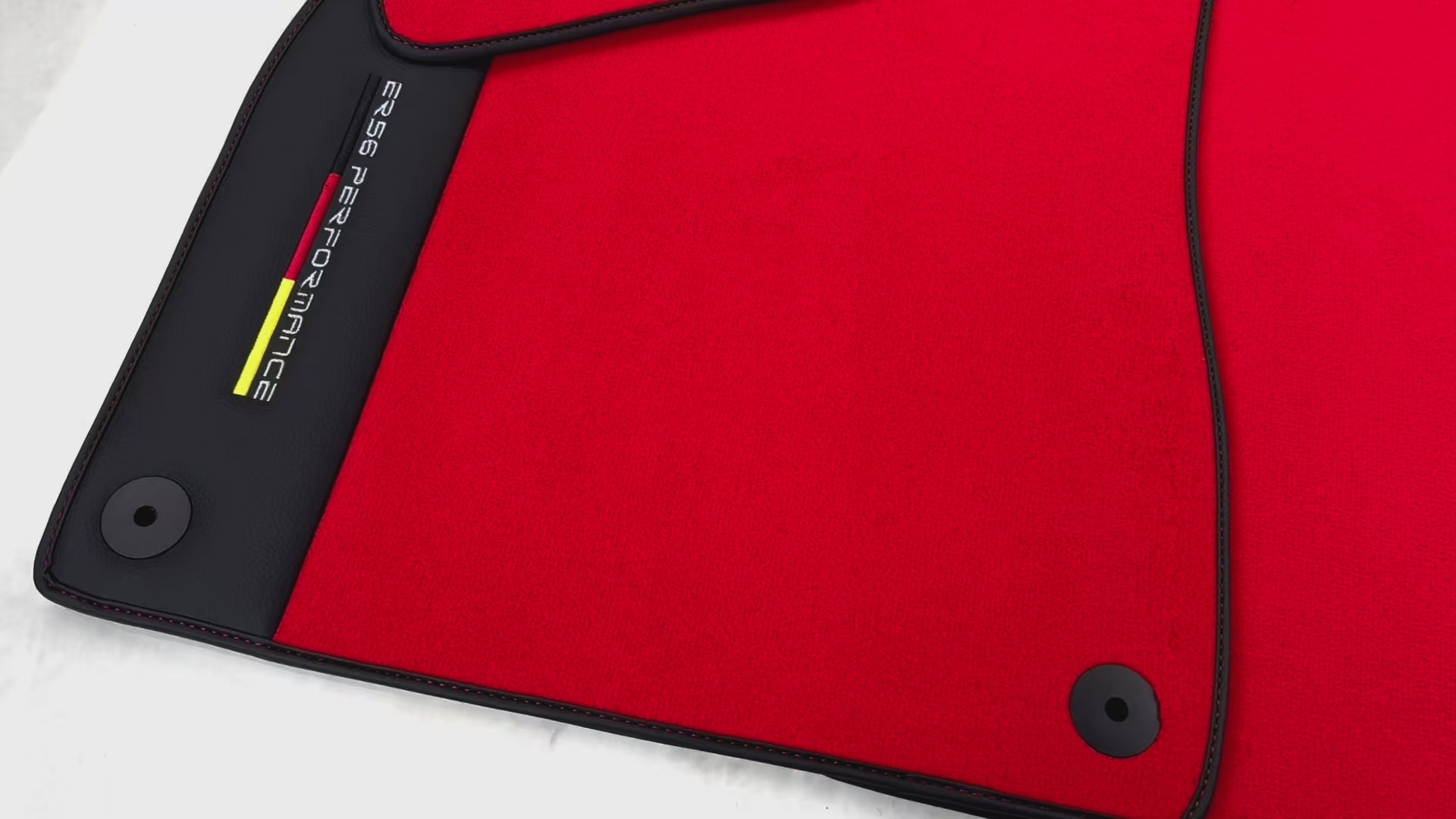 Red Floor Mats for Audi Q8 (2018-2023) with Leather | ER56 Performance - ER56 Design