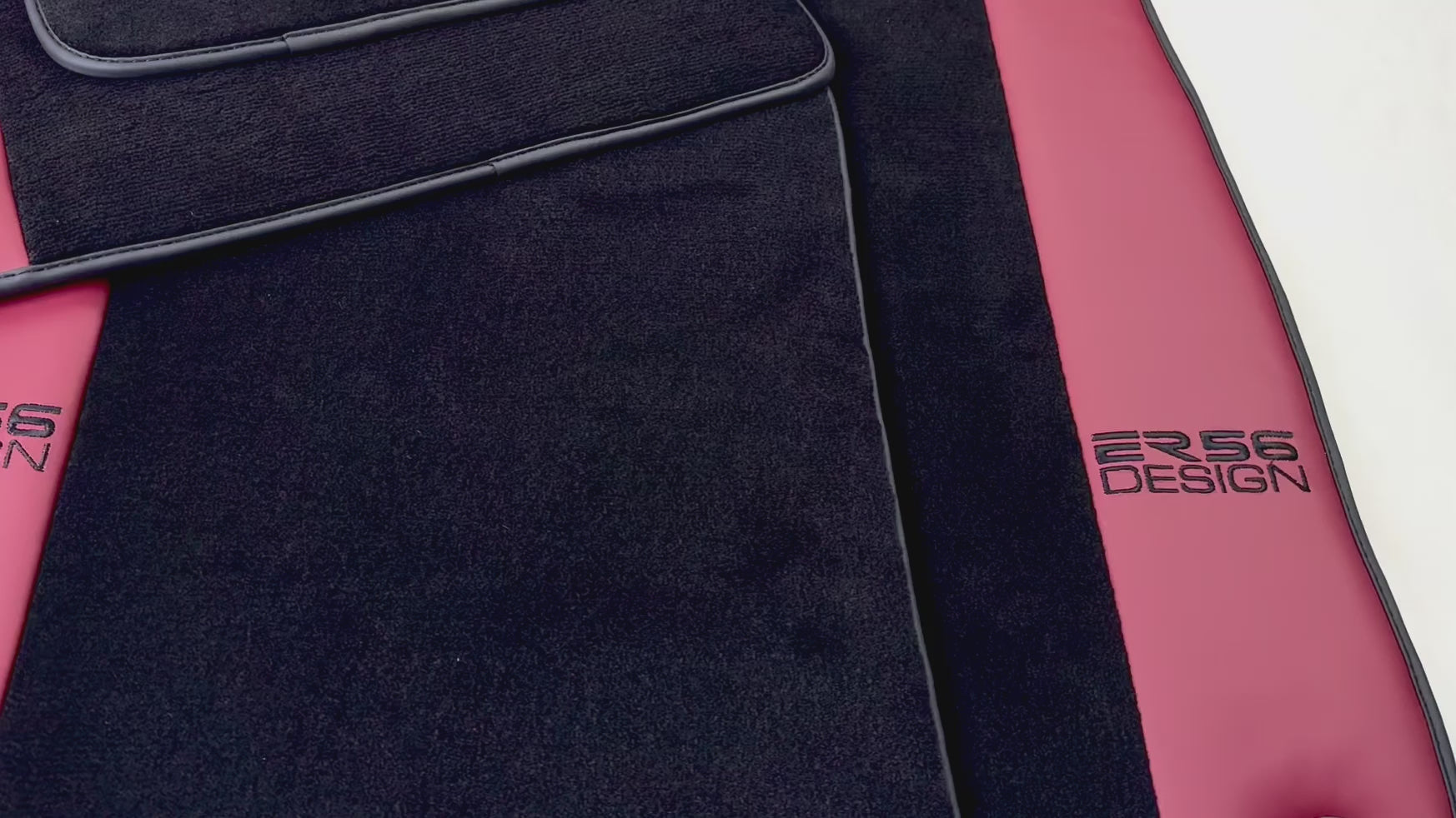 Black Floor Mats for Porsche Macan (2014-2023) with Bordeaux Nappa Leather | ER56 Design - AutoWin