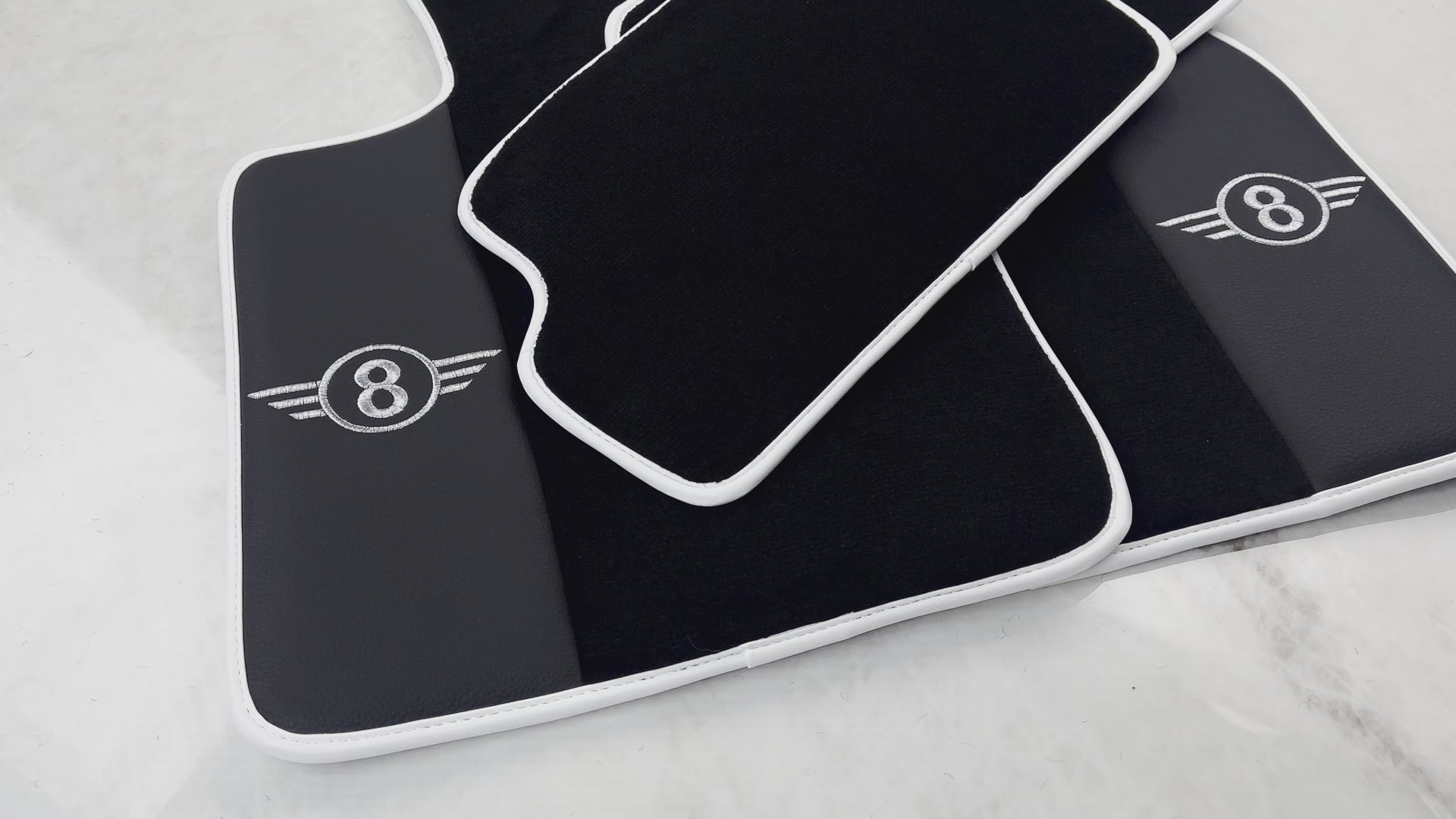Black Floor Mats for Mini Cooper / One R50 (2001-2007) with Leather | White Trim - AutoWin