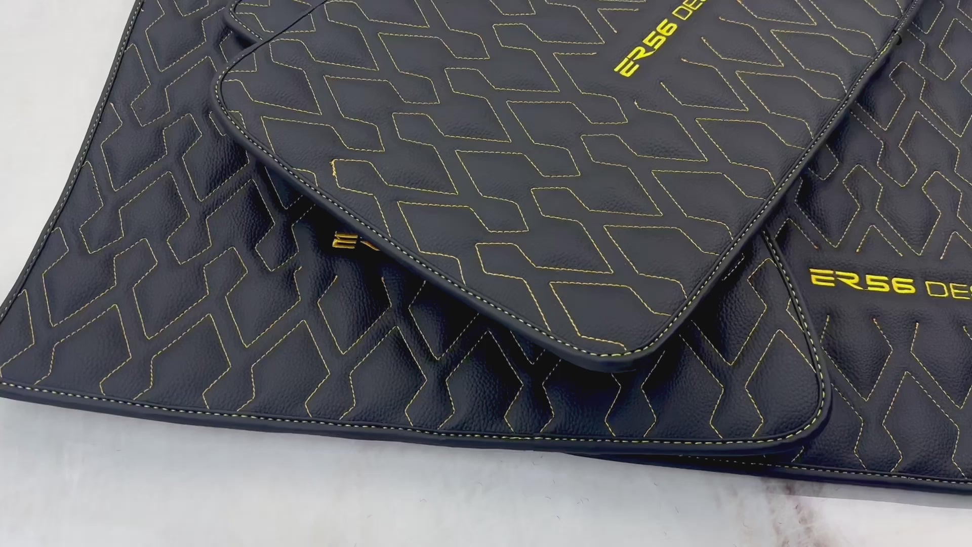 Black Leather Floor Mats for Rolls-Royce Cullinan RR31 (2018-2025) ER56 Design - ER56 Design