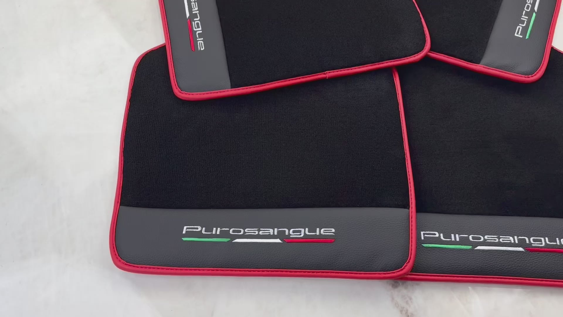 Black Floor Mats for Ferrari Purosangue with Leather and Red Trim | Italian Edition - AutoWin